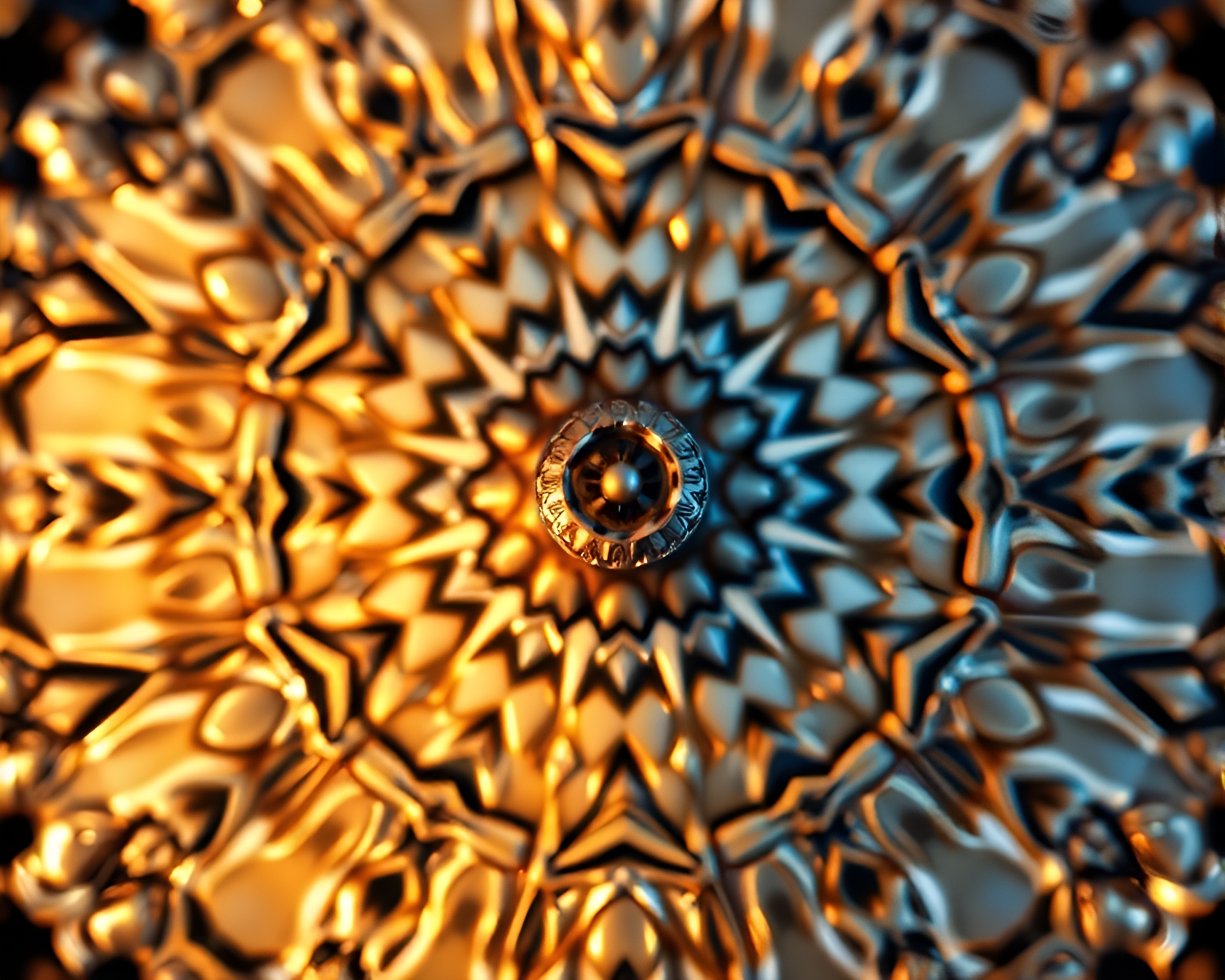 Bronze Kaleidoscope in Glowing Golden Hour Light – free AI stock image