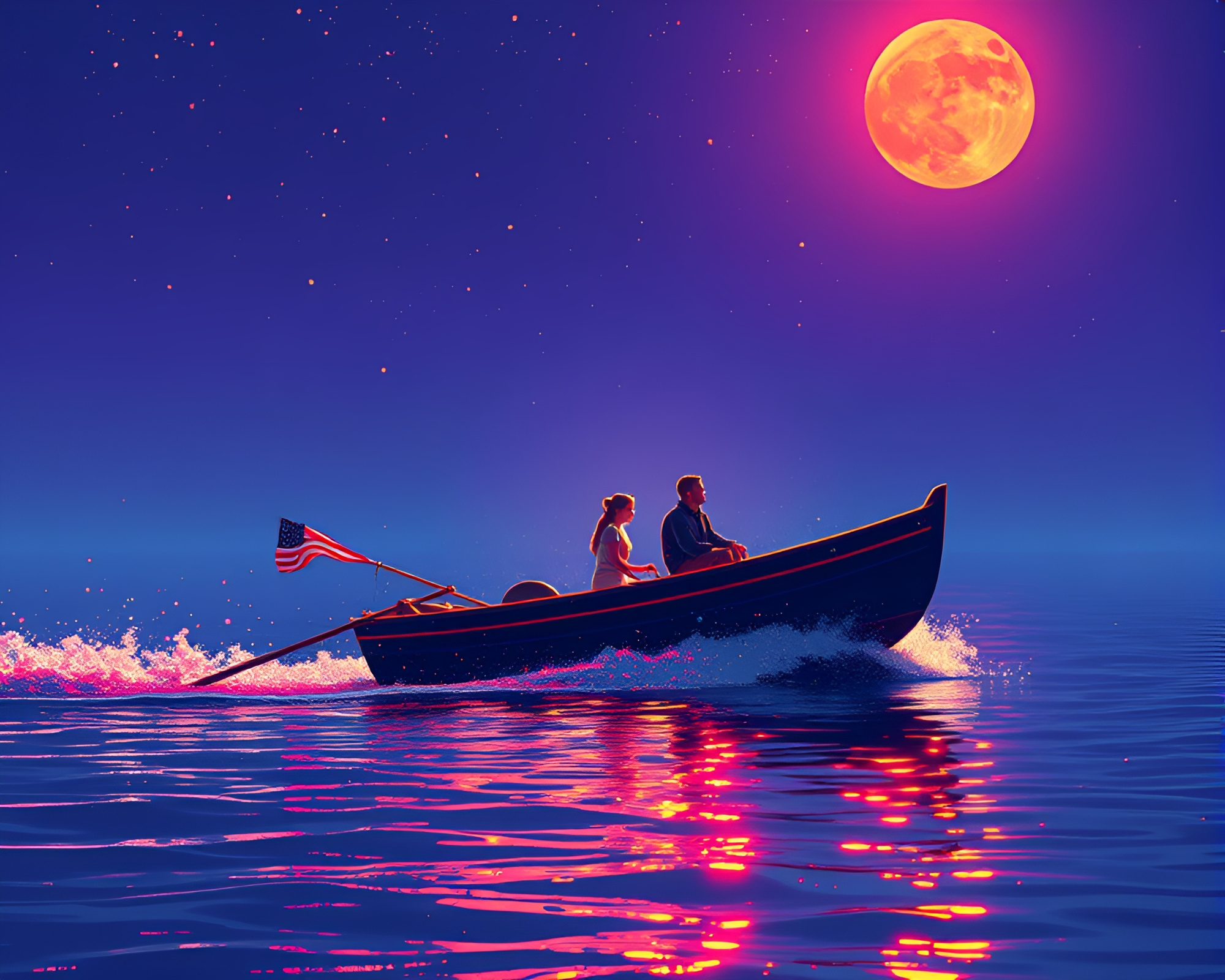 Pixel Art Hydrofoil Boat in Holographic Sheen – free AI stock image