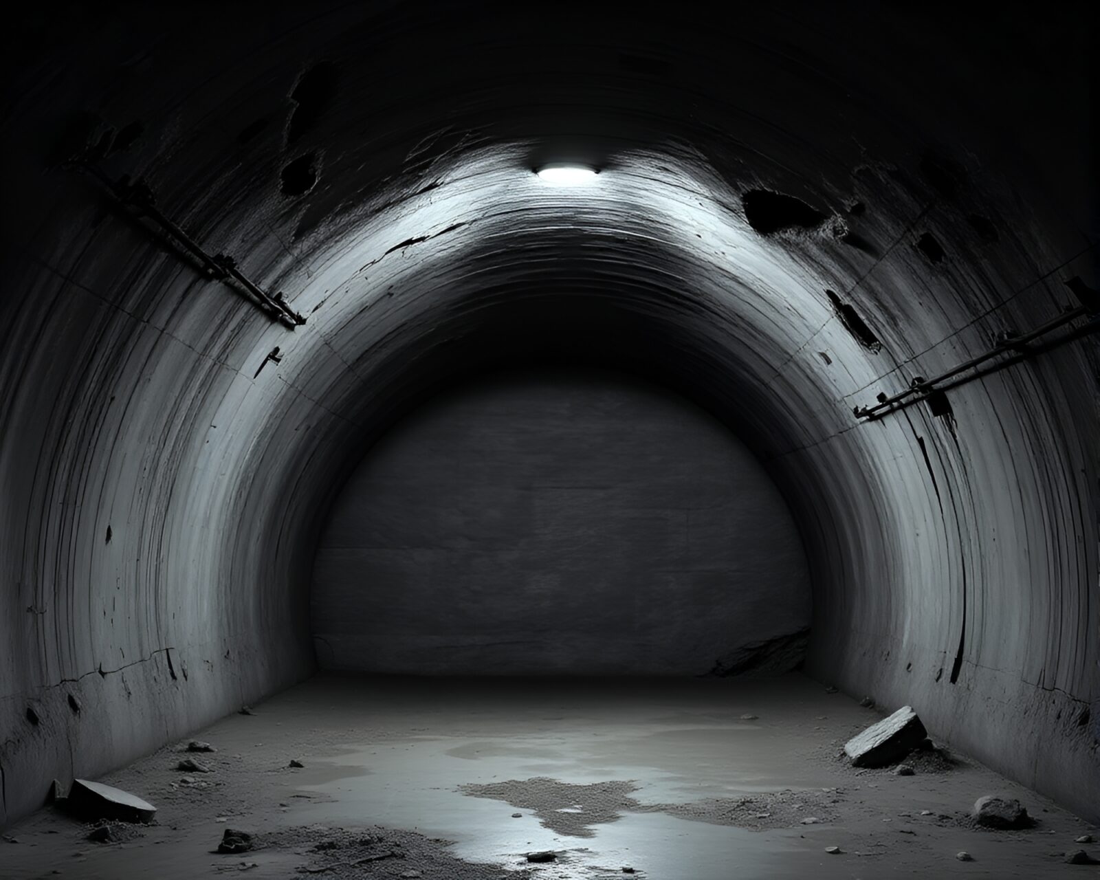 Dripped paint style image of an underground bunker