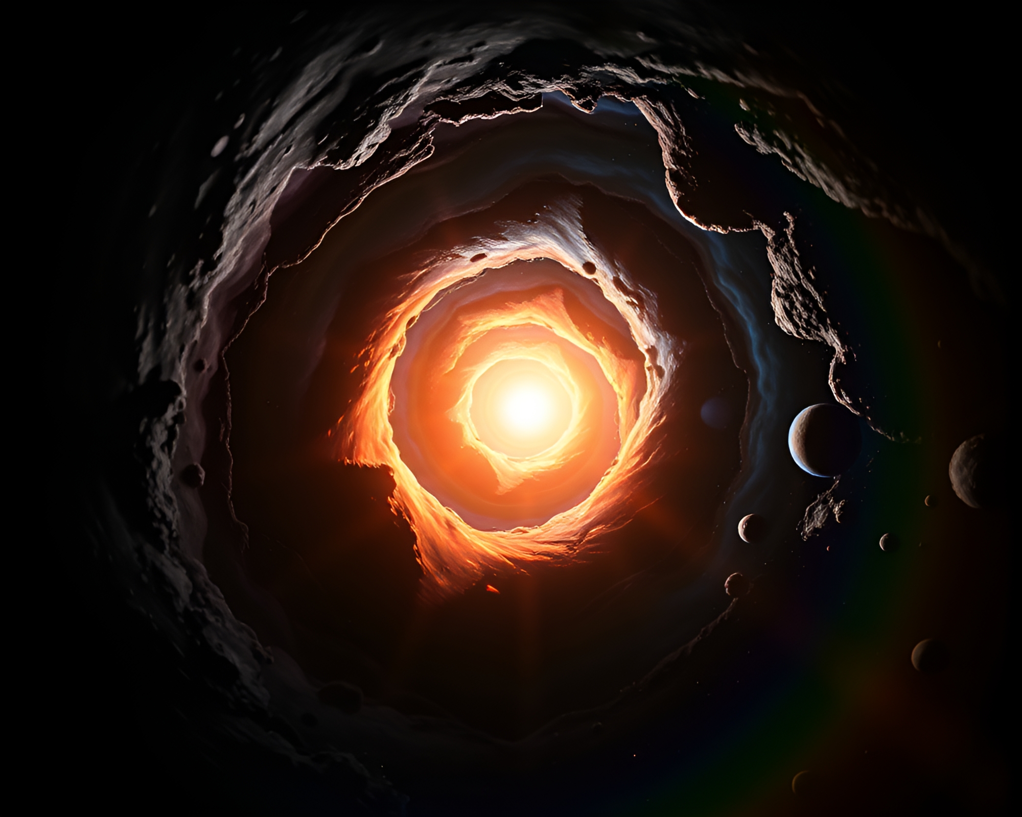 Spectral Space Habitat Spiral: Light and Shadow Contrast – free AI stock image