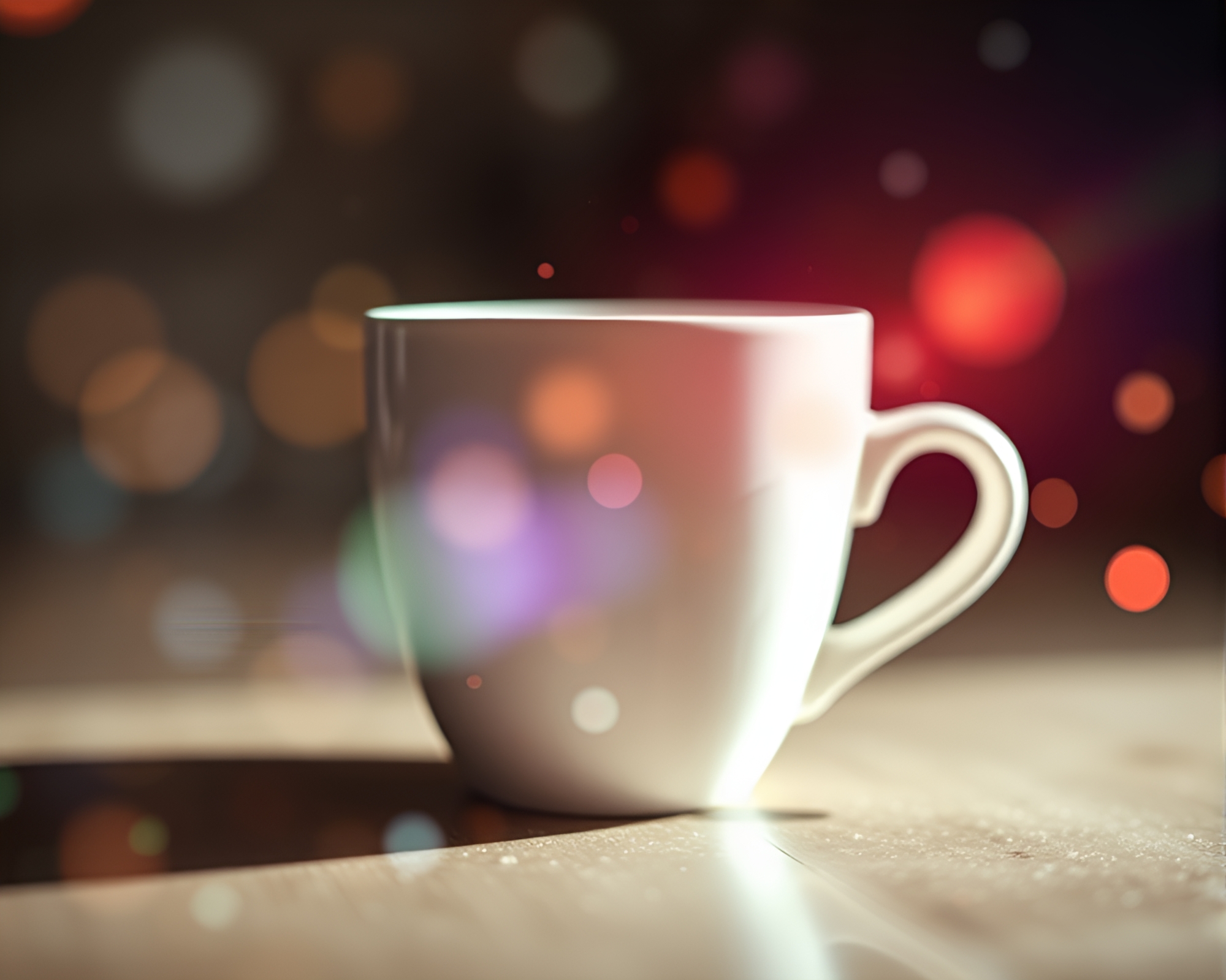 Acrylic Splattered Coffee Cup with Lens Flare – free AI stock image