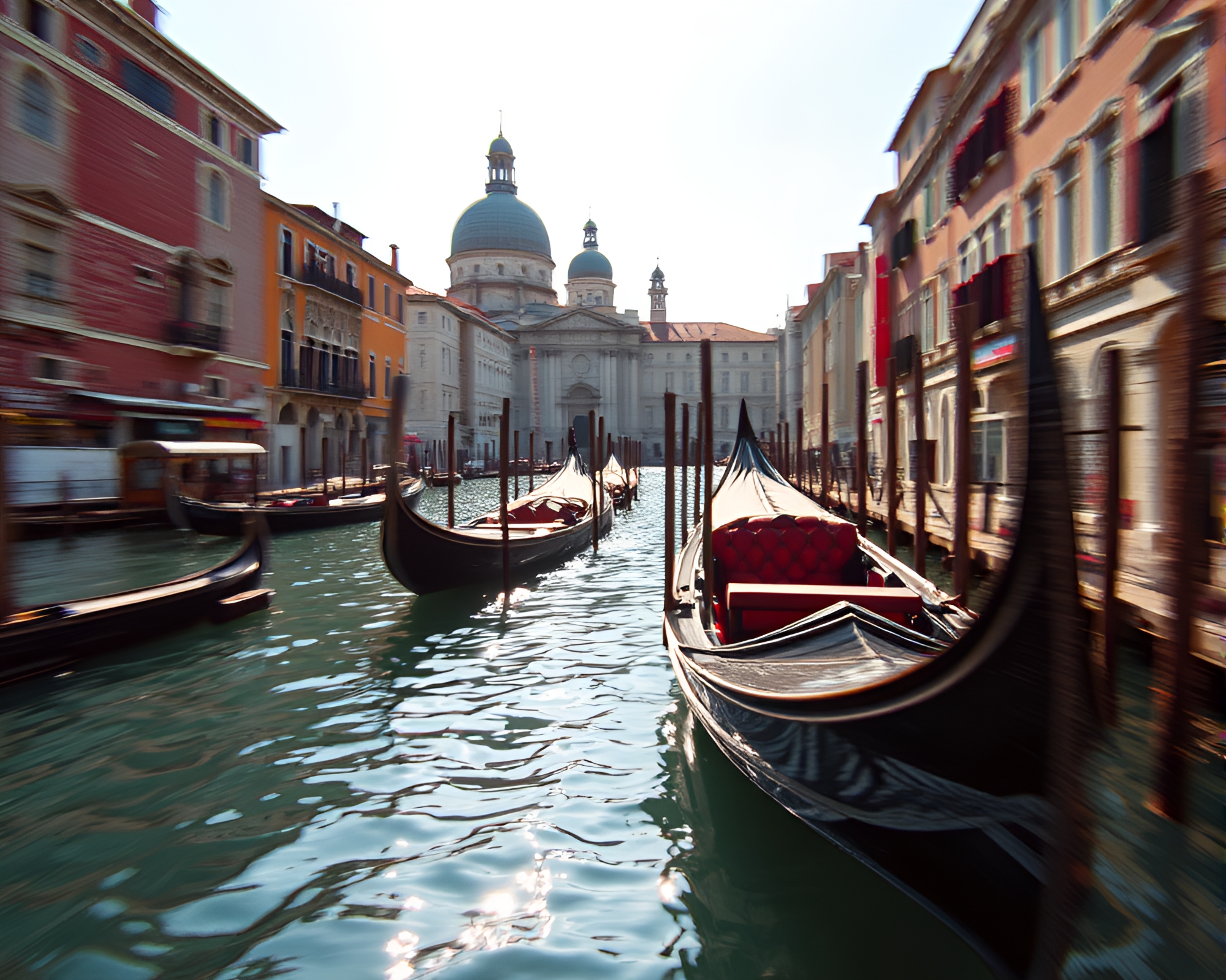 Venetian Gondola Amid Lens Distortion Swirl – free AI stock image