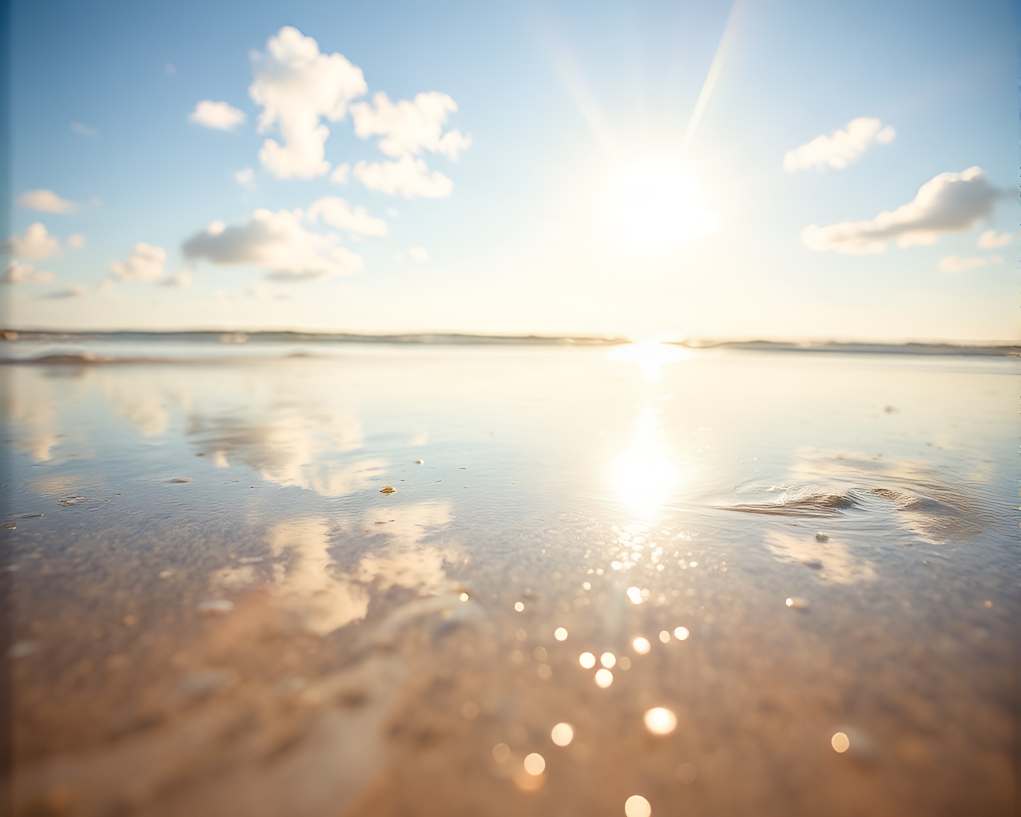 Sunset Reflections: Coastal Wildlife Watercolor – free AI stock image
