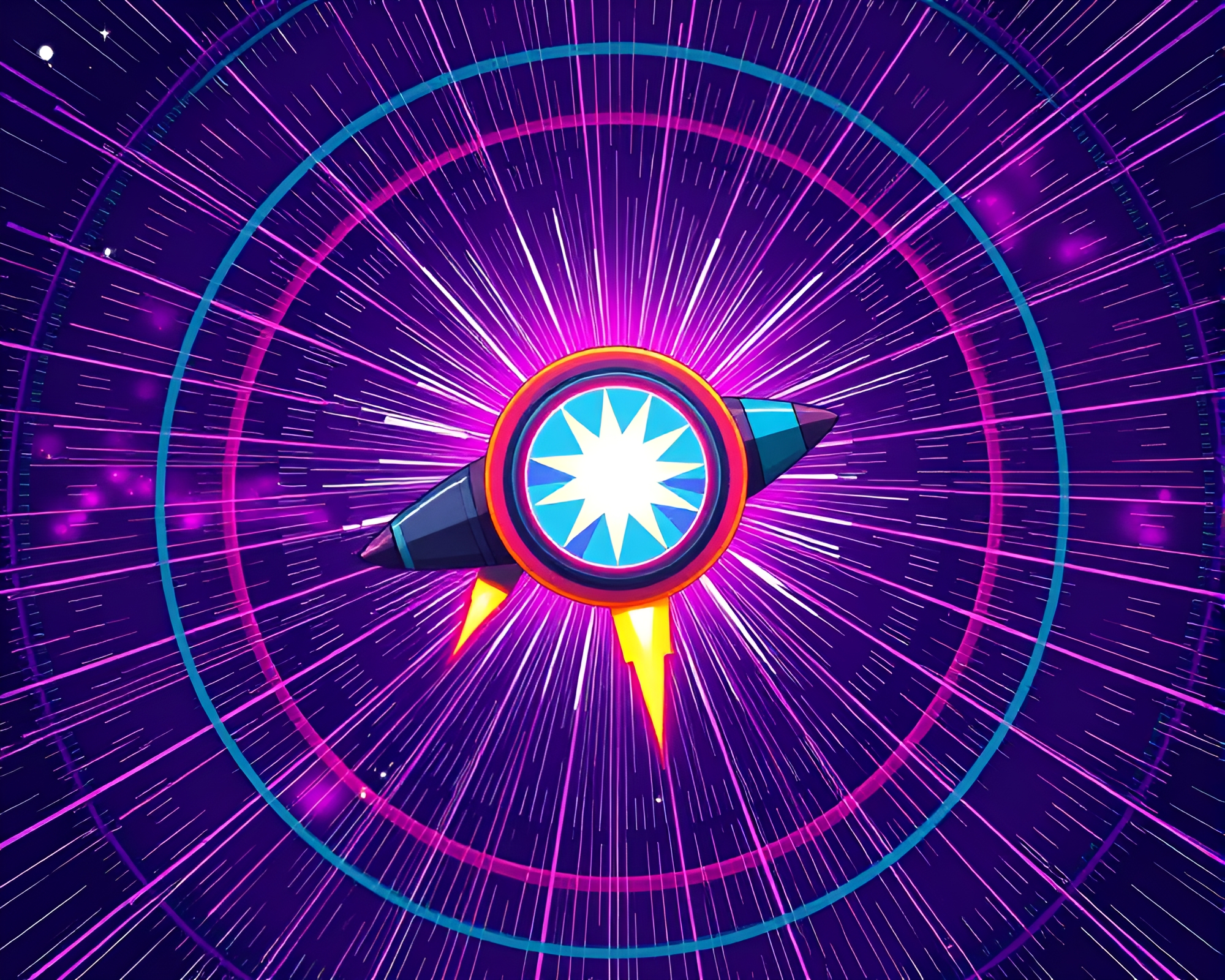 Anime Jetpack Adventure in Vibrant Starburst Colors – free AI stock image