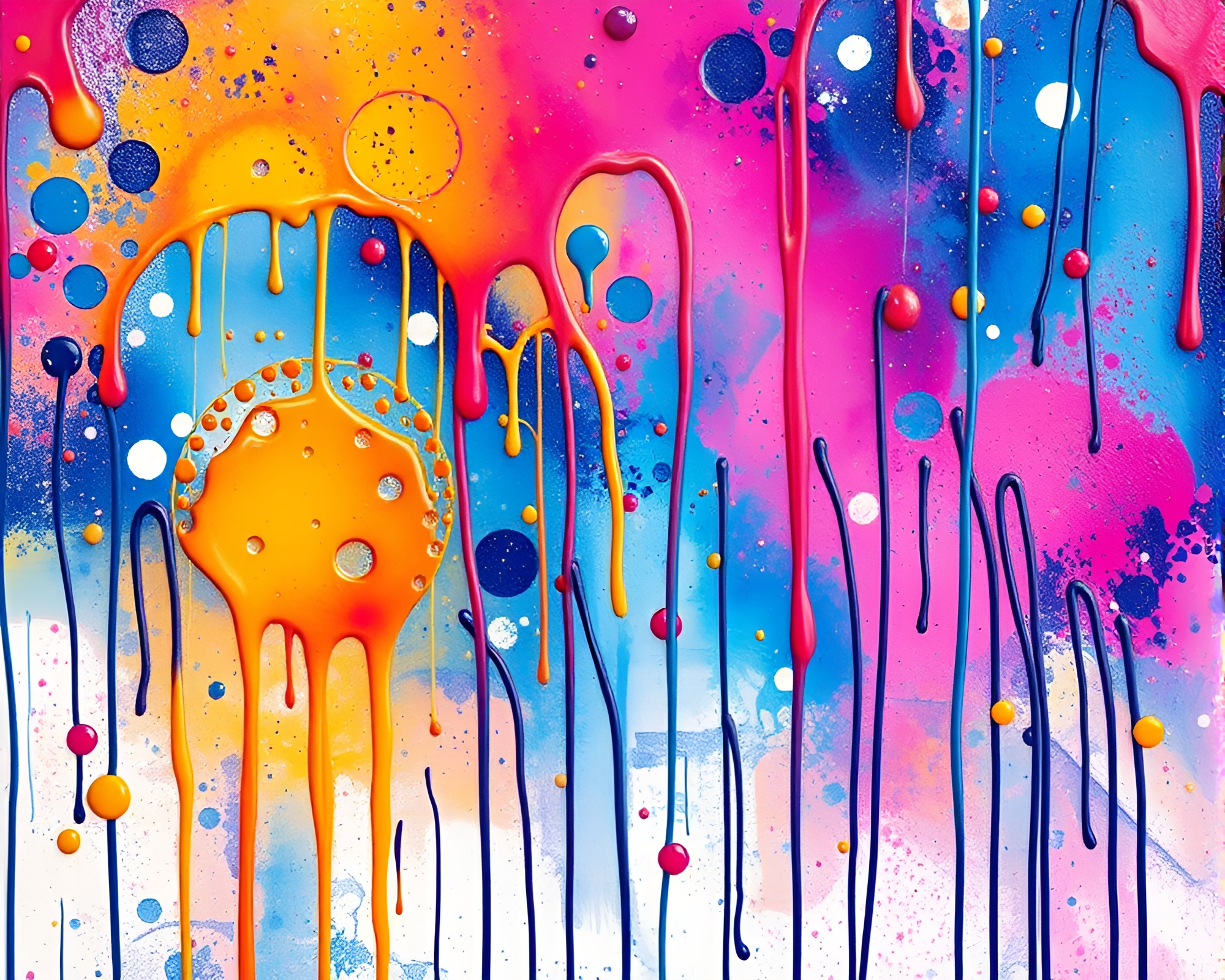 Coral Reef Galaxy: Spray Paint Drip Art – free AI stock image