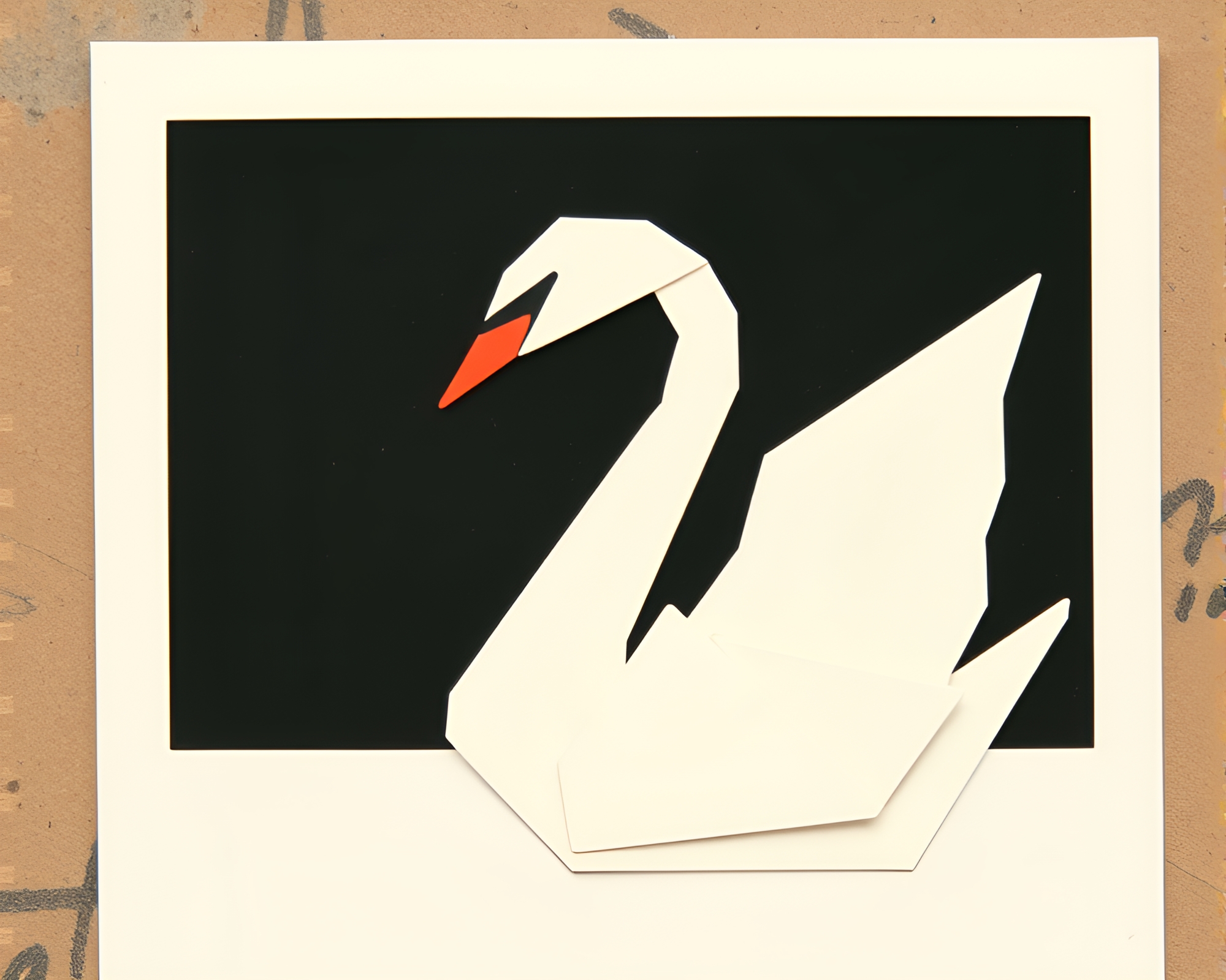 Maximalist Vintage Street Art with Origami Swan – free AI stock image