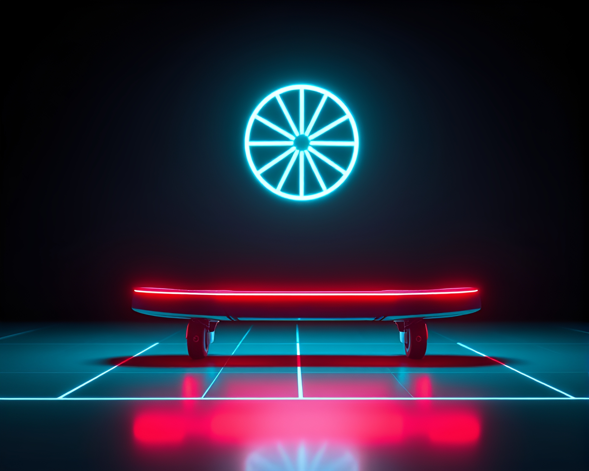 Futuristic Neon Hoverboard in Ambient Occlusion Lighting – free AI stock image