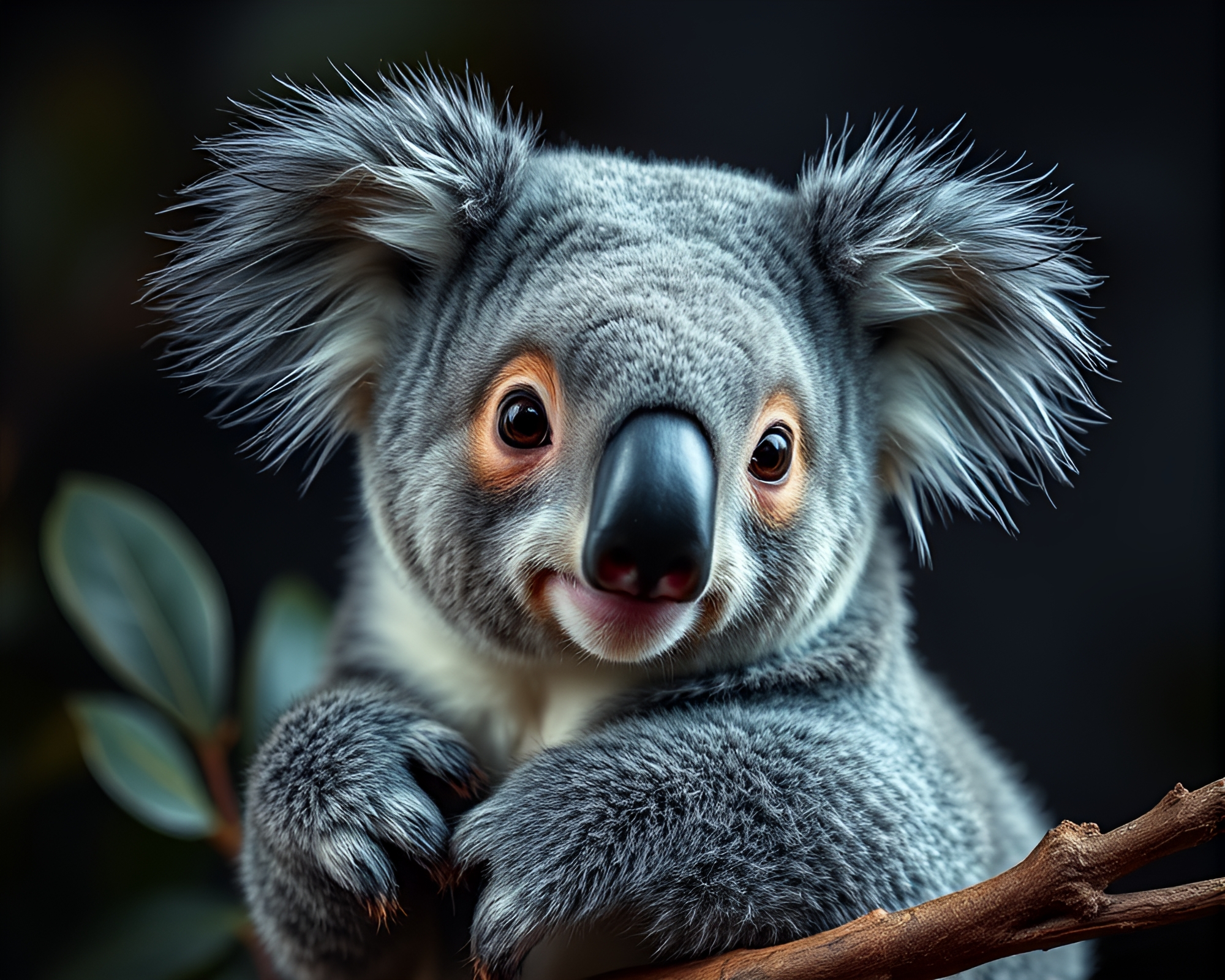 Mesmerizing Koala Focus Stacking with Metallic Spotlight – free AI stock image