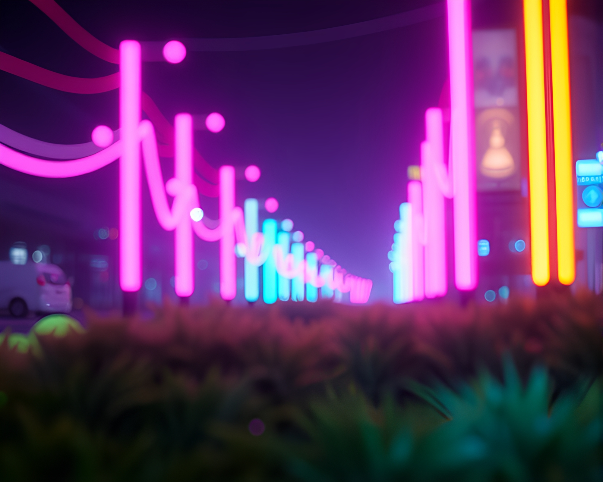 Ley Lines Illuminated: AI-Generated Neon Pastel Fusion – free AI stock image