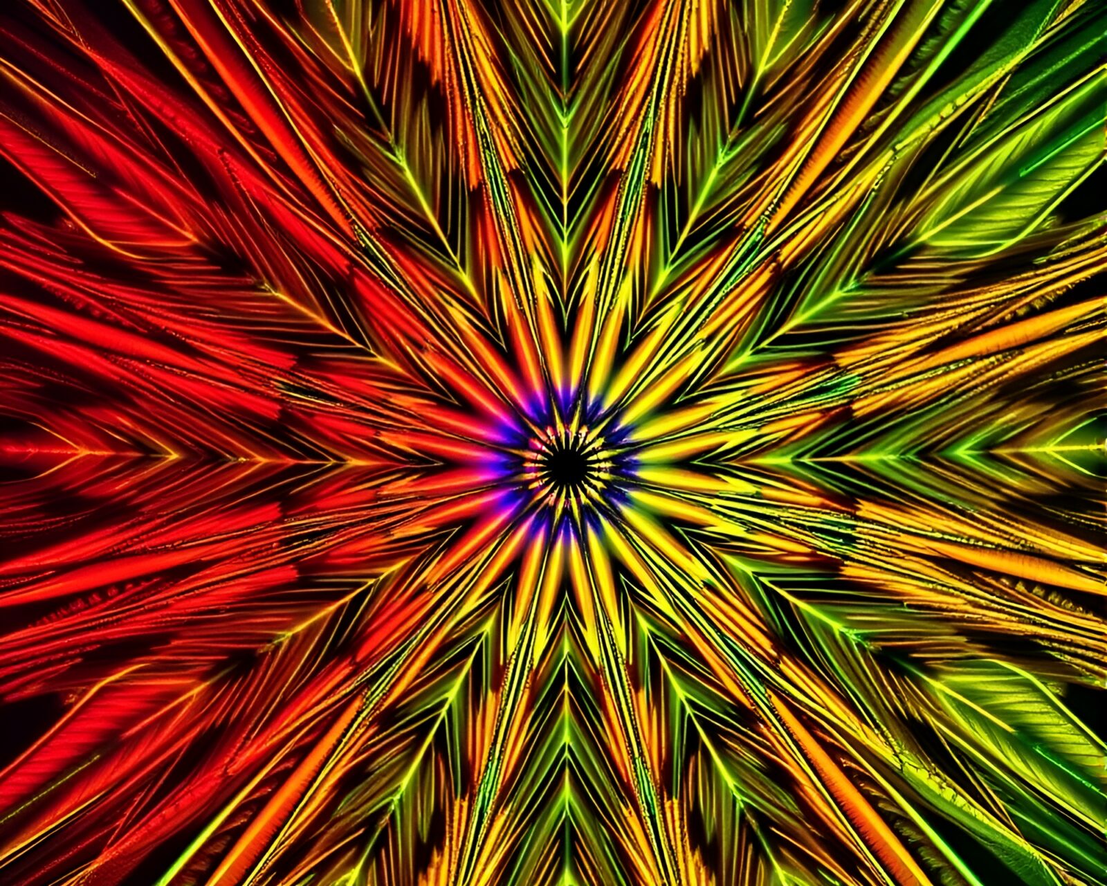 Radial symmetrical oasis in vibrant infrared hues