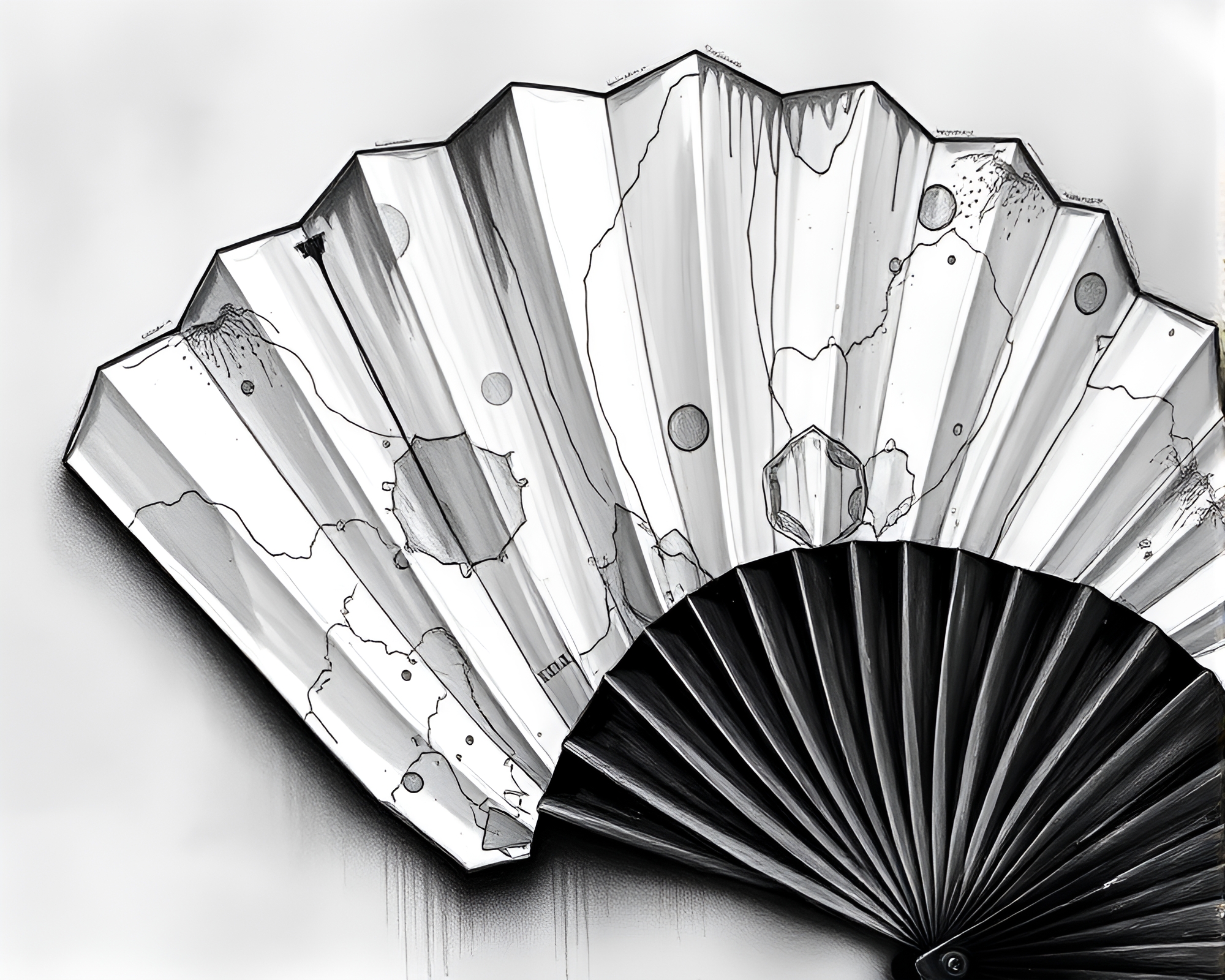 Futuristic Hand-painted Fan in Graphite Gray Mood – free AI stock image