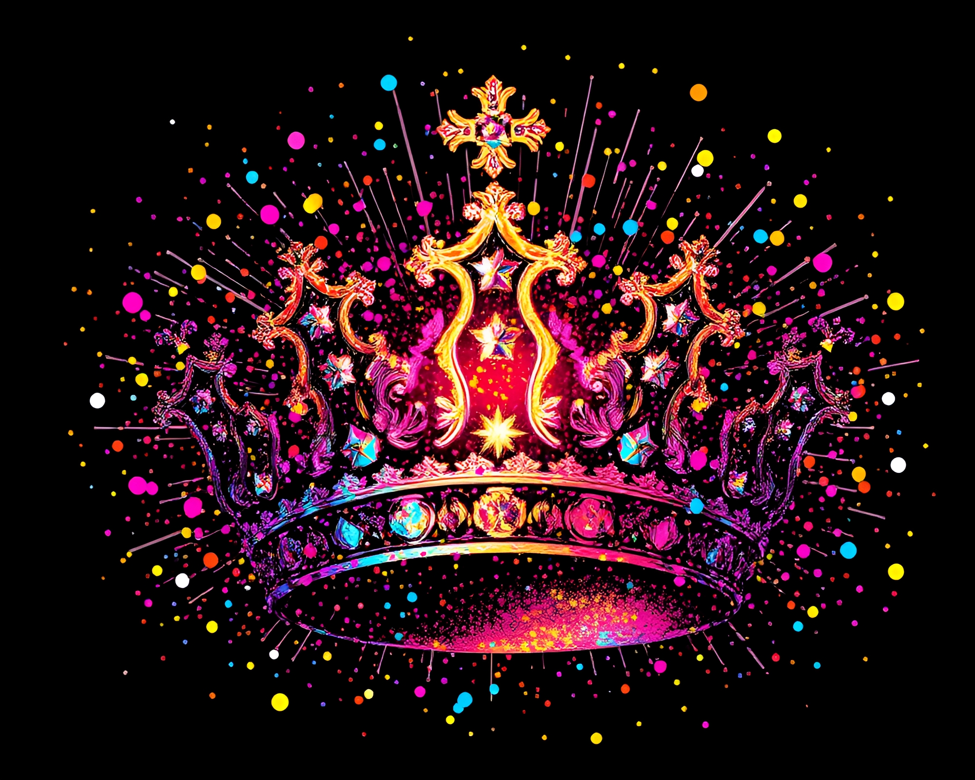 Vector Crown Collage with Confetti Burst – free AI stock image