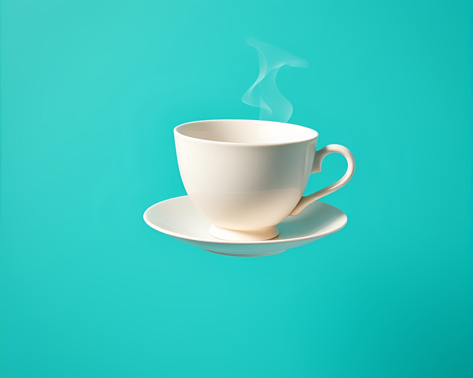 Elegant tea cup floating in a matte finish setting