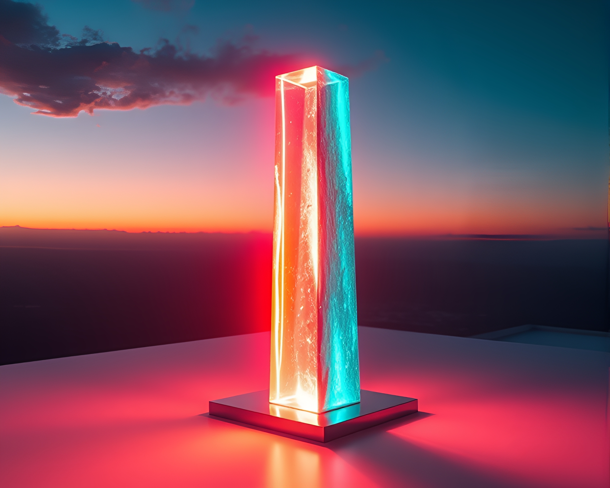 Illuminated Monolith in Topaz Light Show – free AI stock image