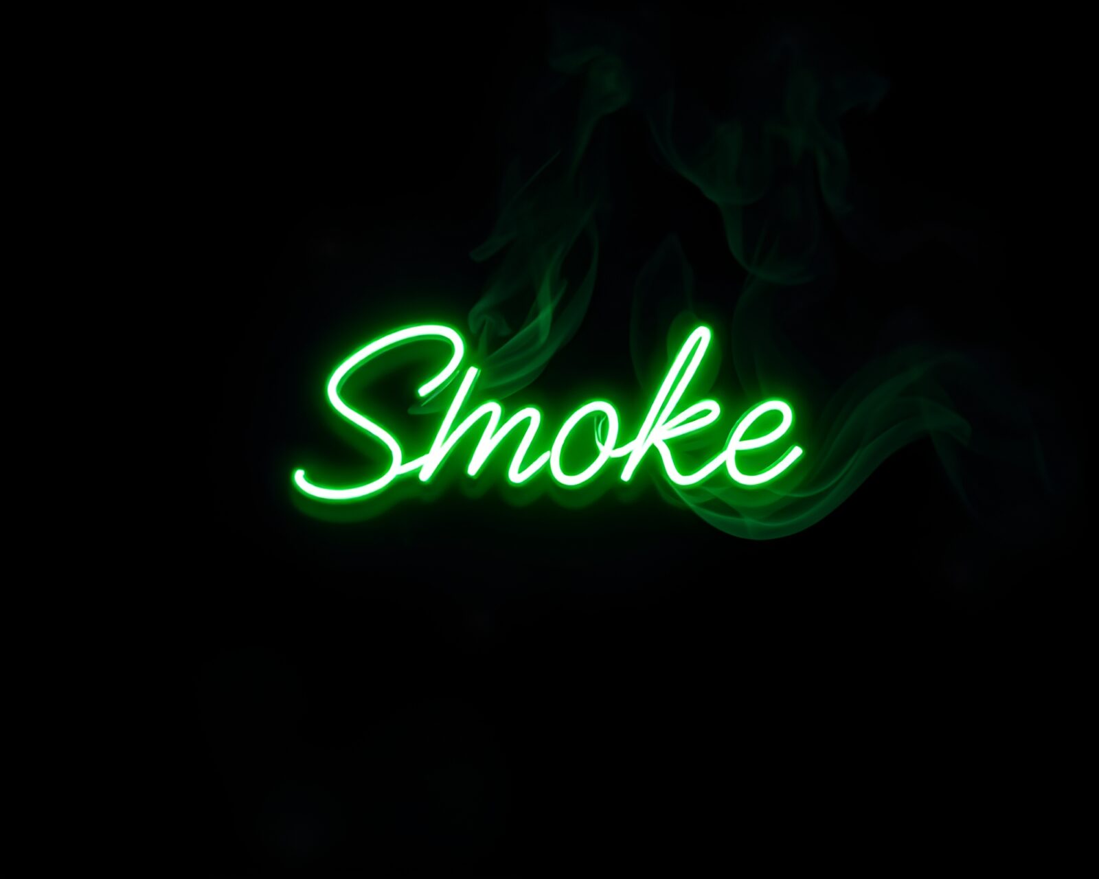 Monochrome green atmosphere with swirling smoke and neon light