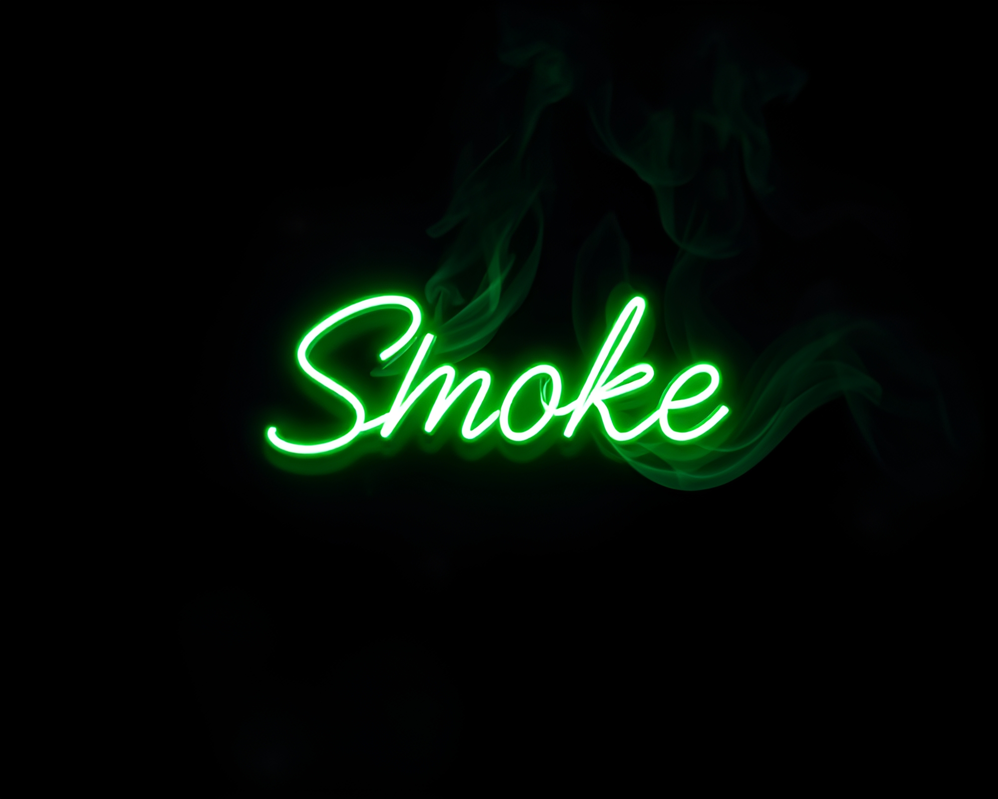 Swirling Duochrome Smoke Surrounds Neon Sign – free AI stock image