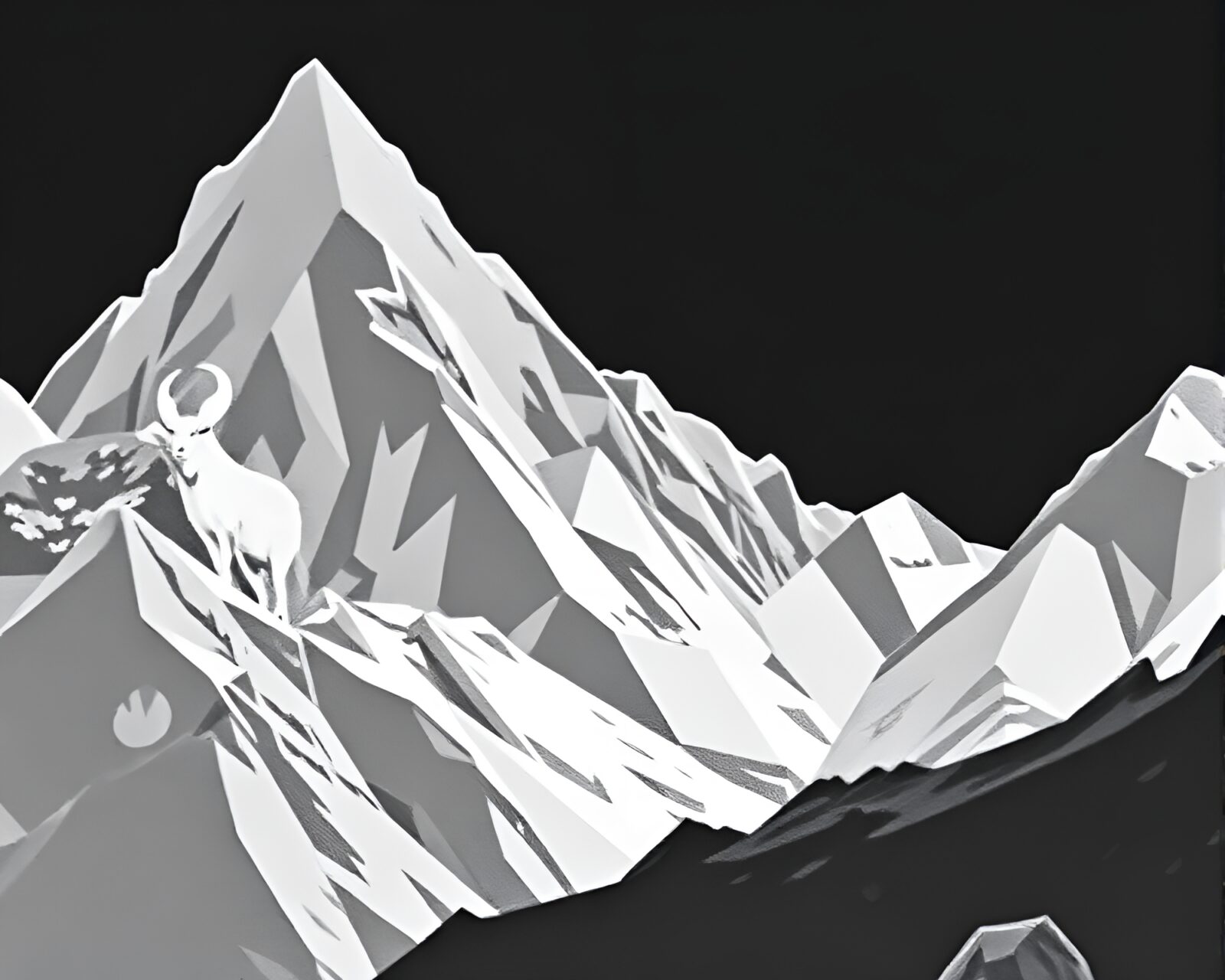 Abstract mountain goat blending into intricate geometric shapes