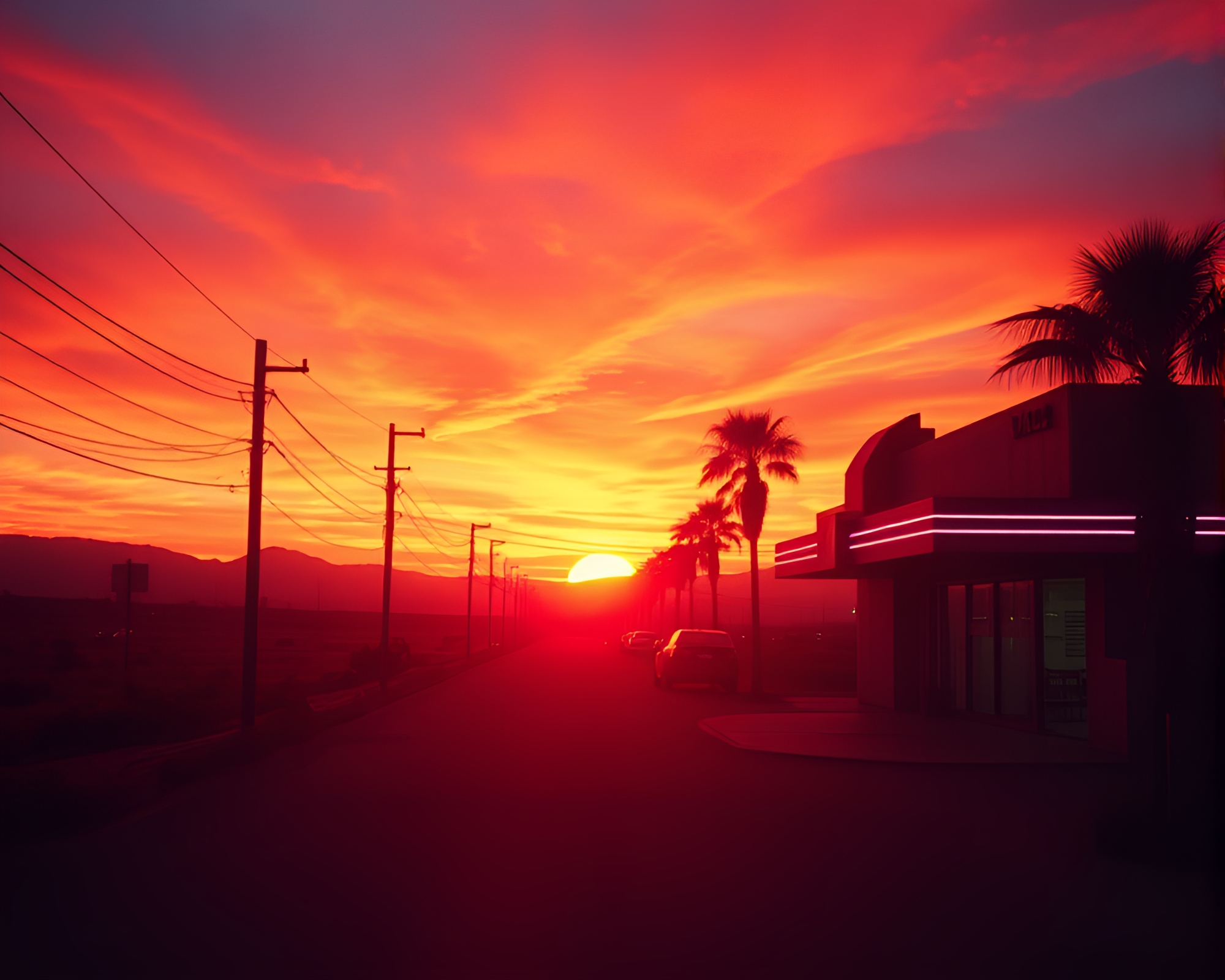Retro Futurism Film Burns over Ley Lines – free AI stock image