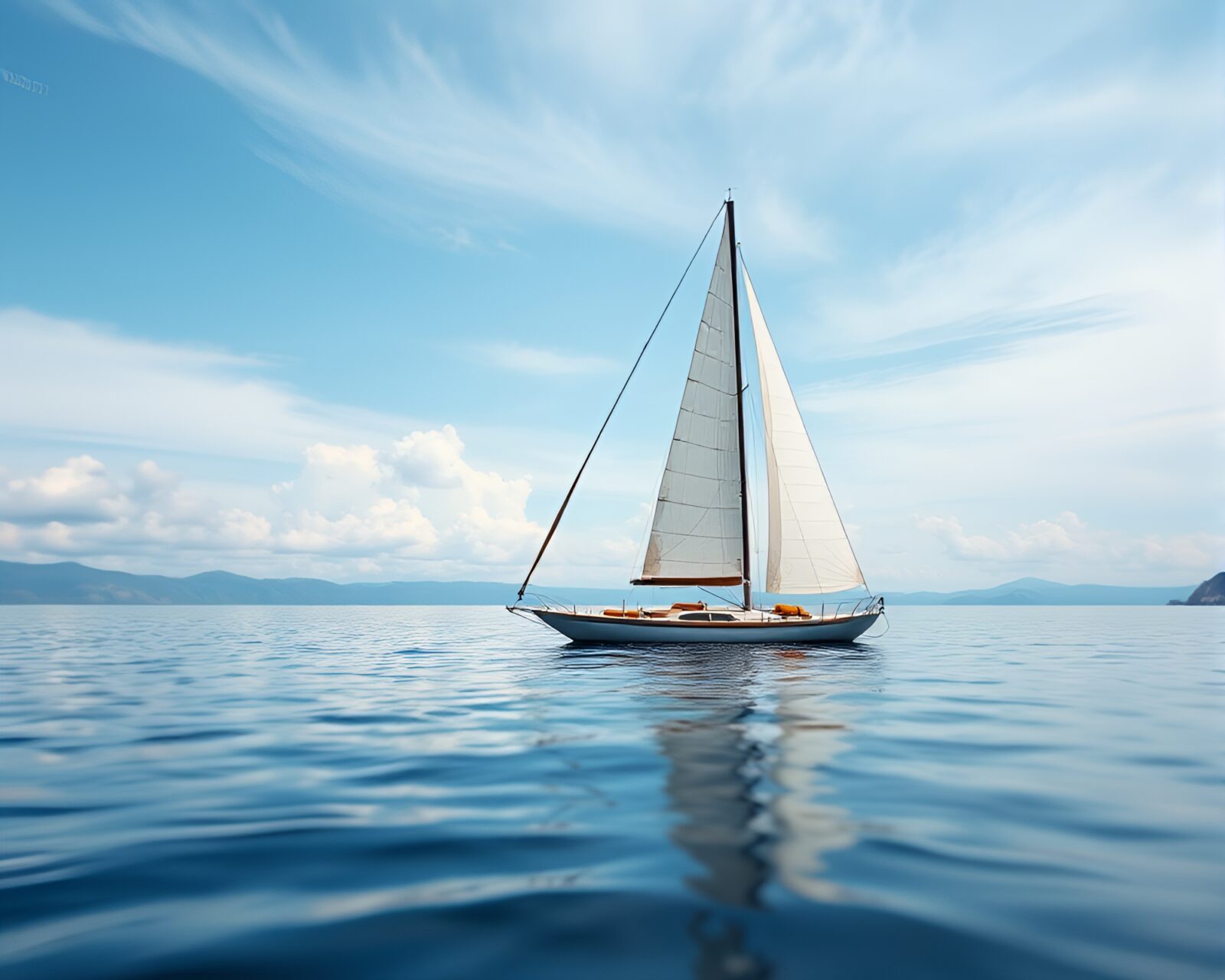 Grainy film image of a procedurally generated solar sailboat