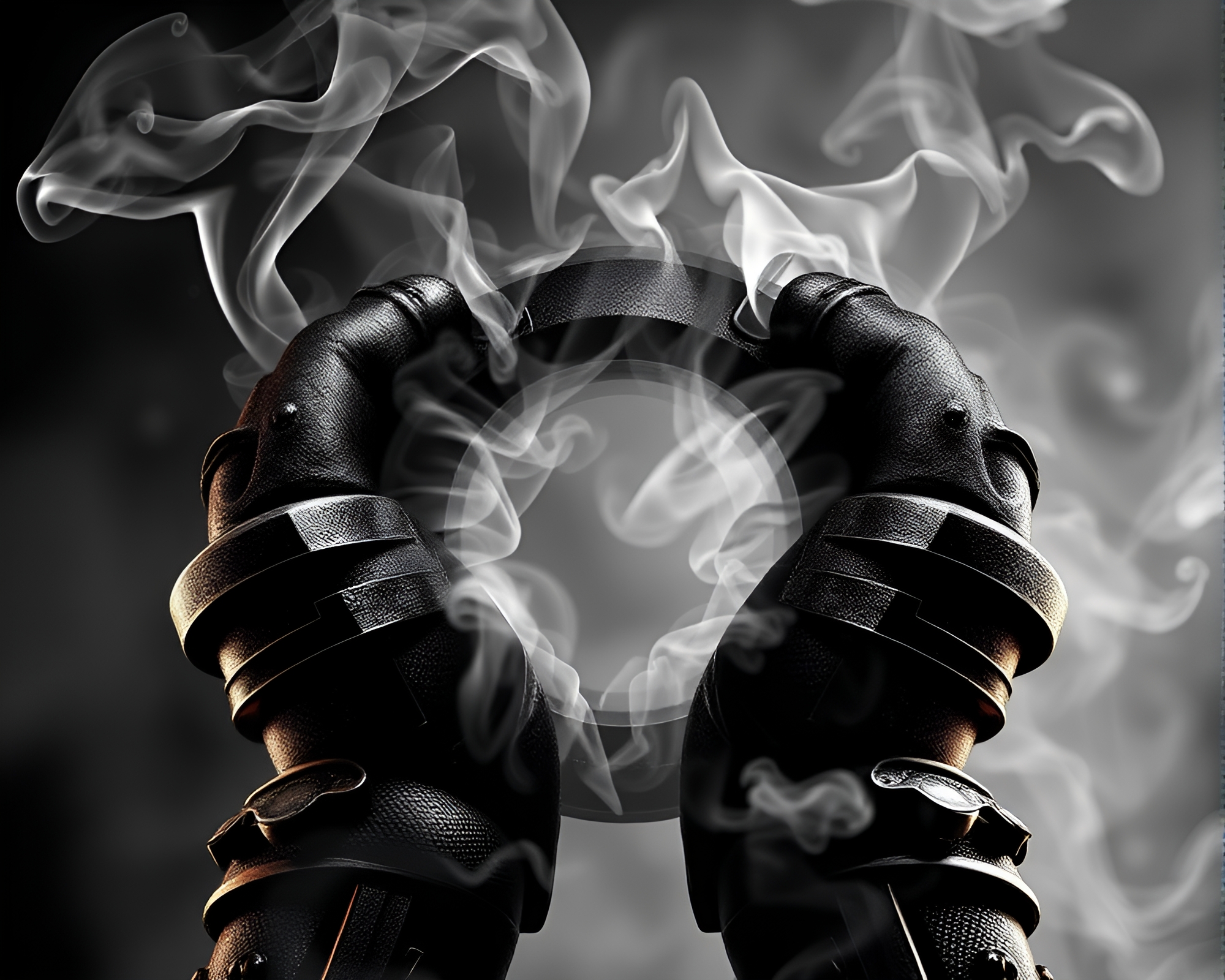 Intricate Armor amidst Smoke Rings – free AI stock image