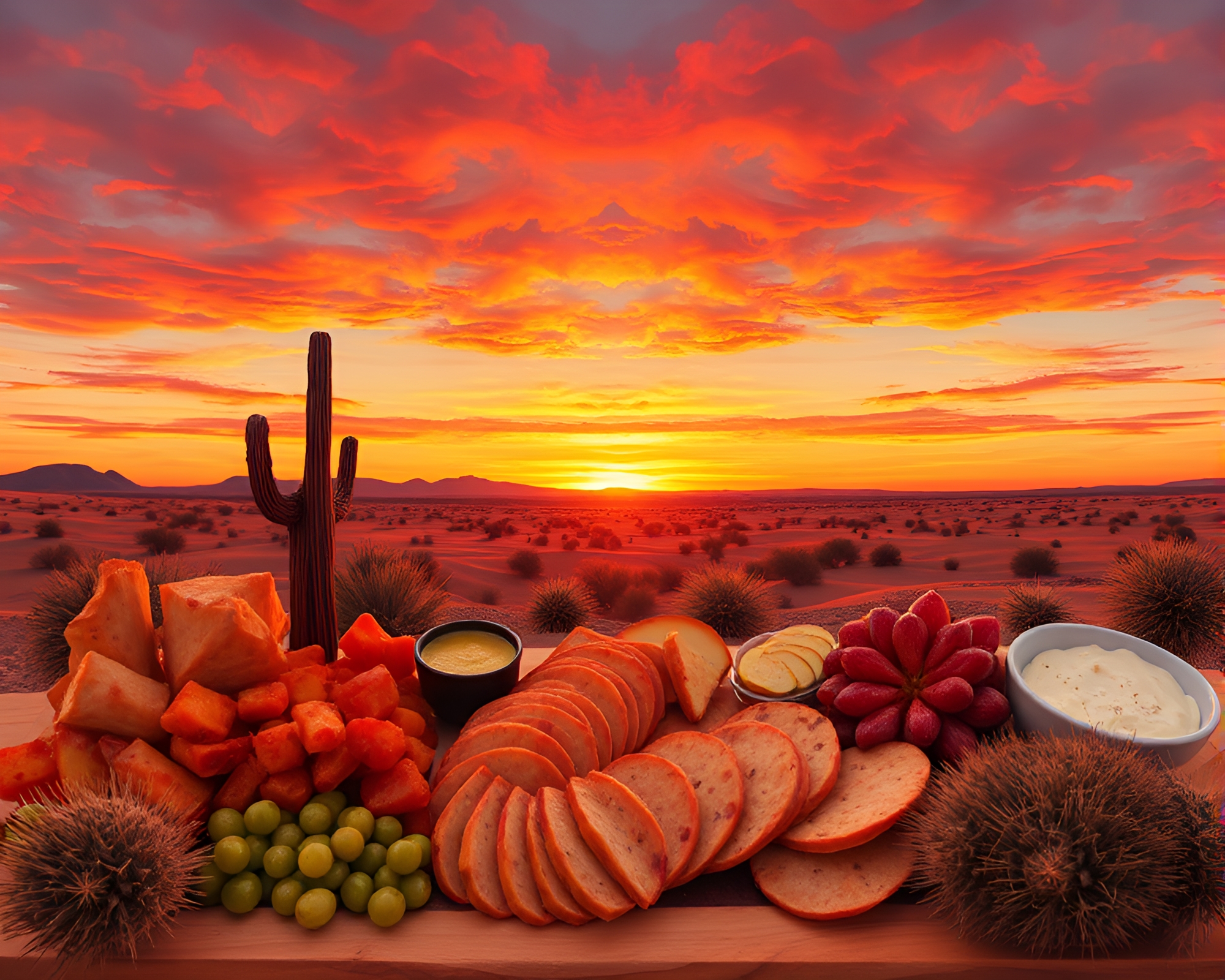 Fractal Charcuterie Board in Desert Sunset Kinetic Art – free AI stock image