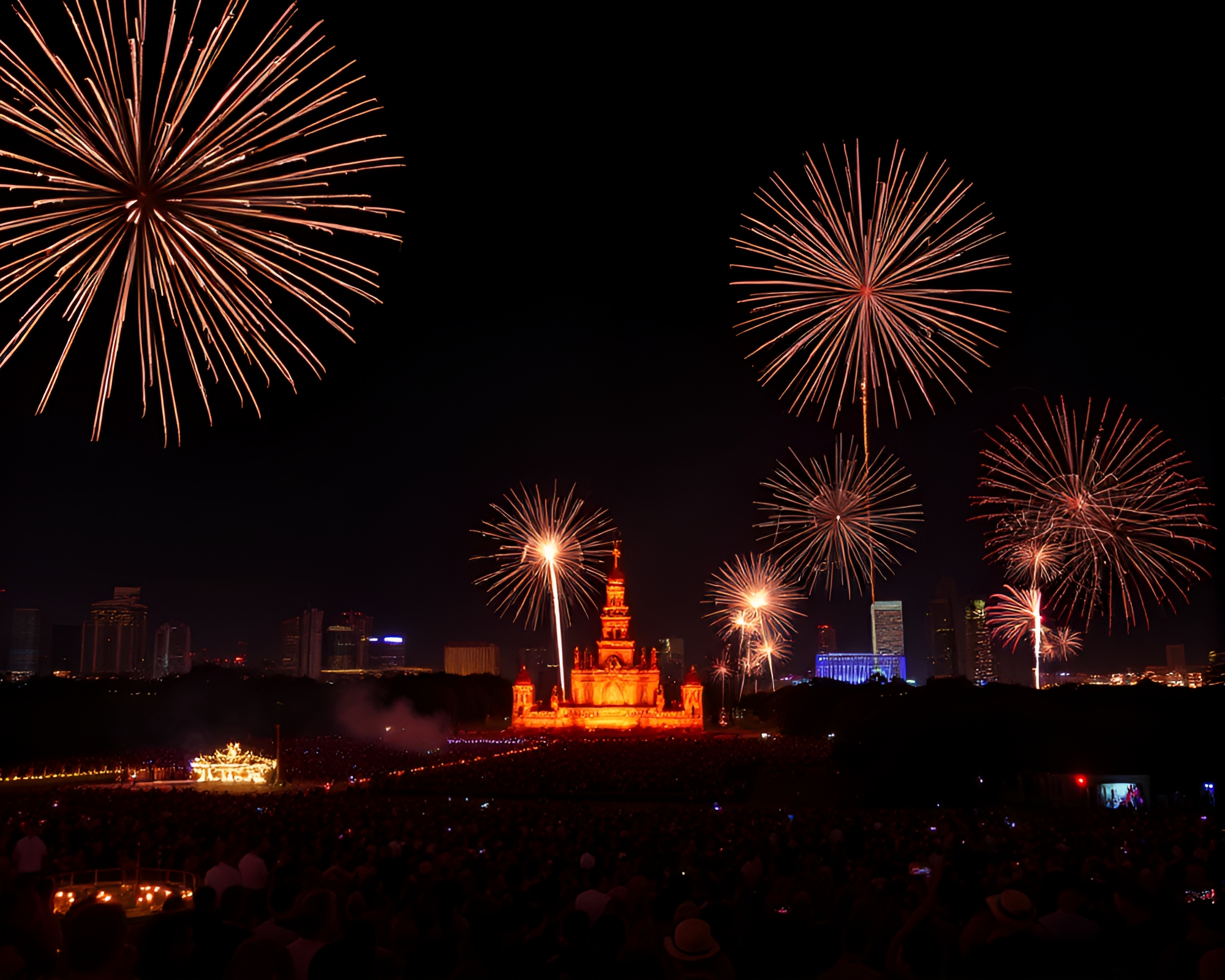 Savannah Fireworks Festival in Data Visualization Style – free AI stock image