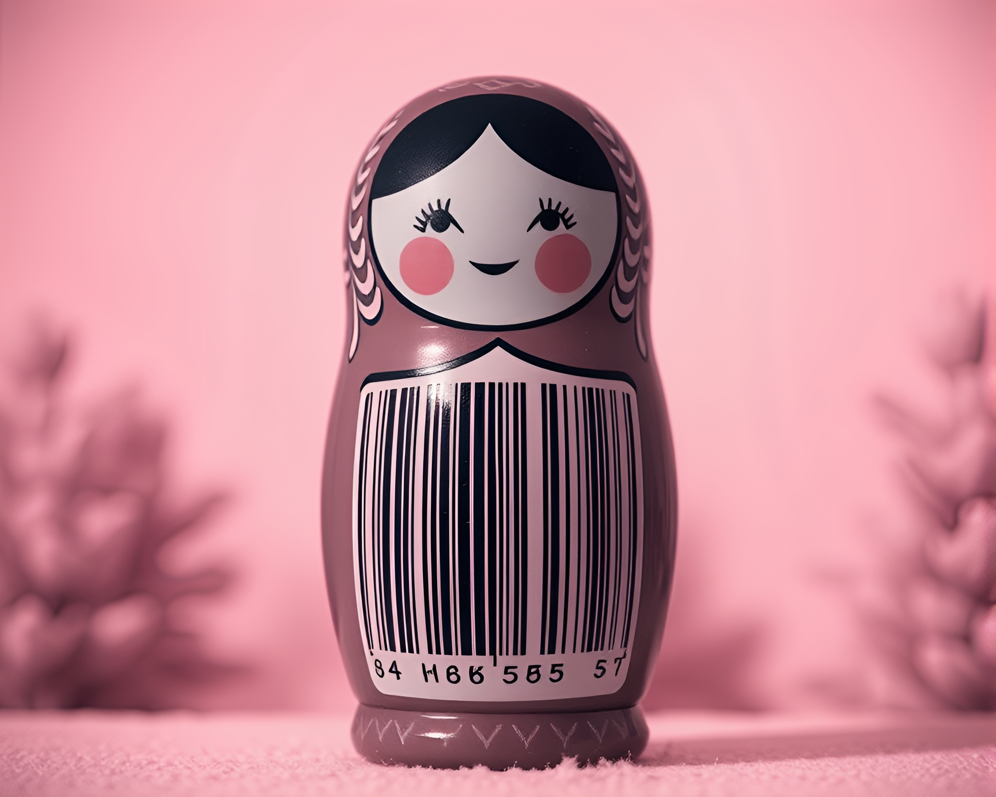 Dreamy Matryoshka Doll Emerging from Infrared Barcode Haze – free AI stock image