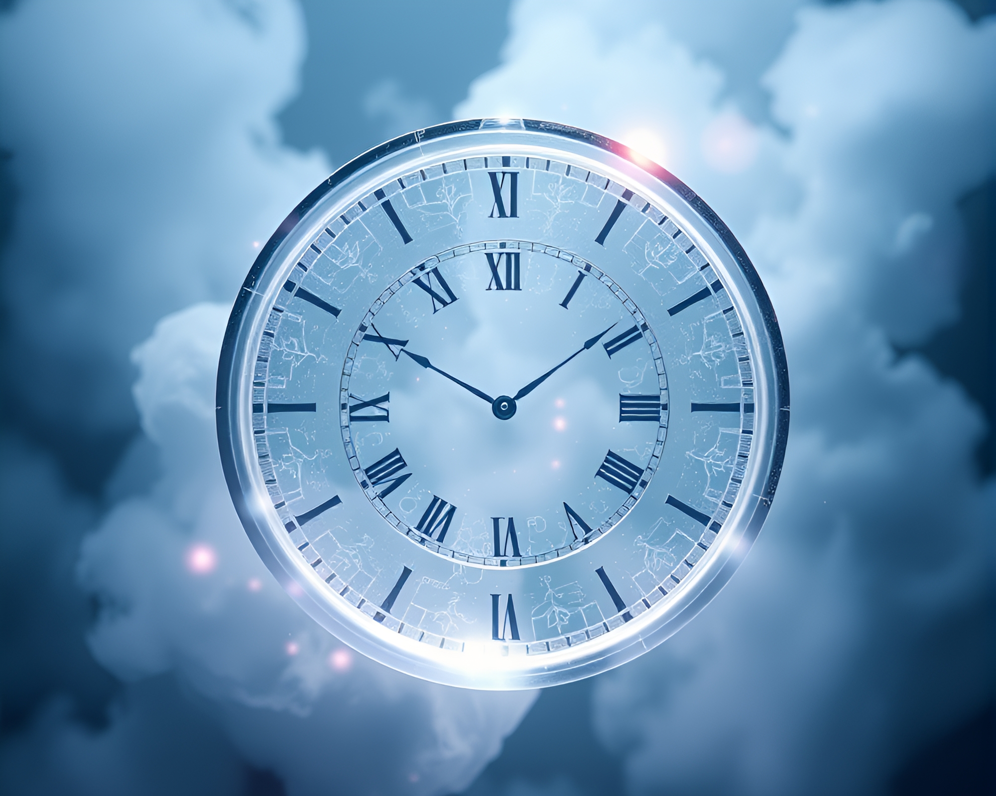 Mystical Chrono Clock in Holographic Circular Frame – free AI stock image