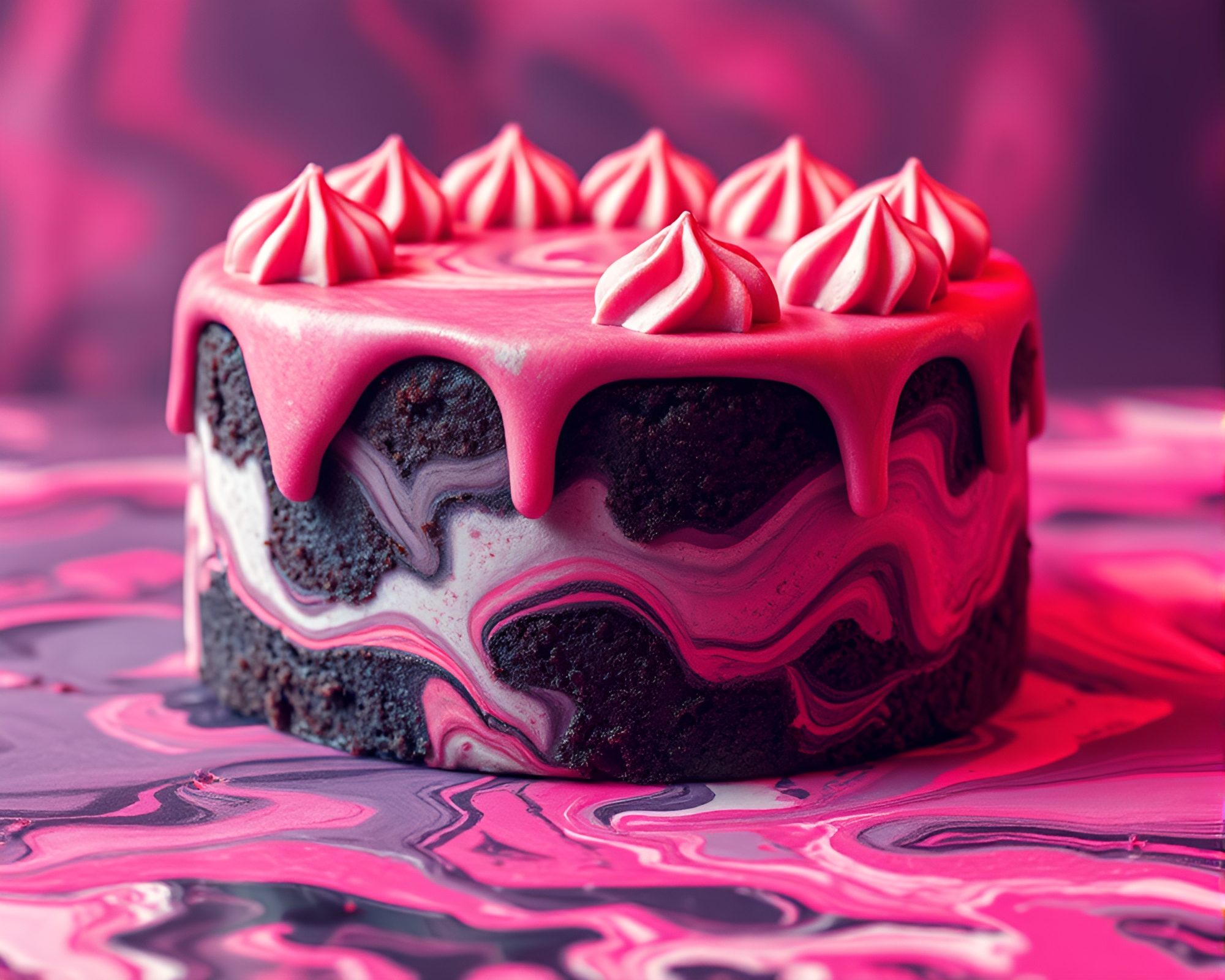 8-bit Marbled Cake Eruption – free AI stock image