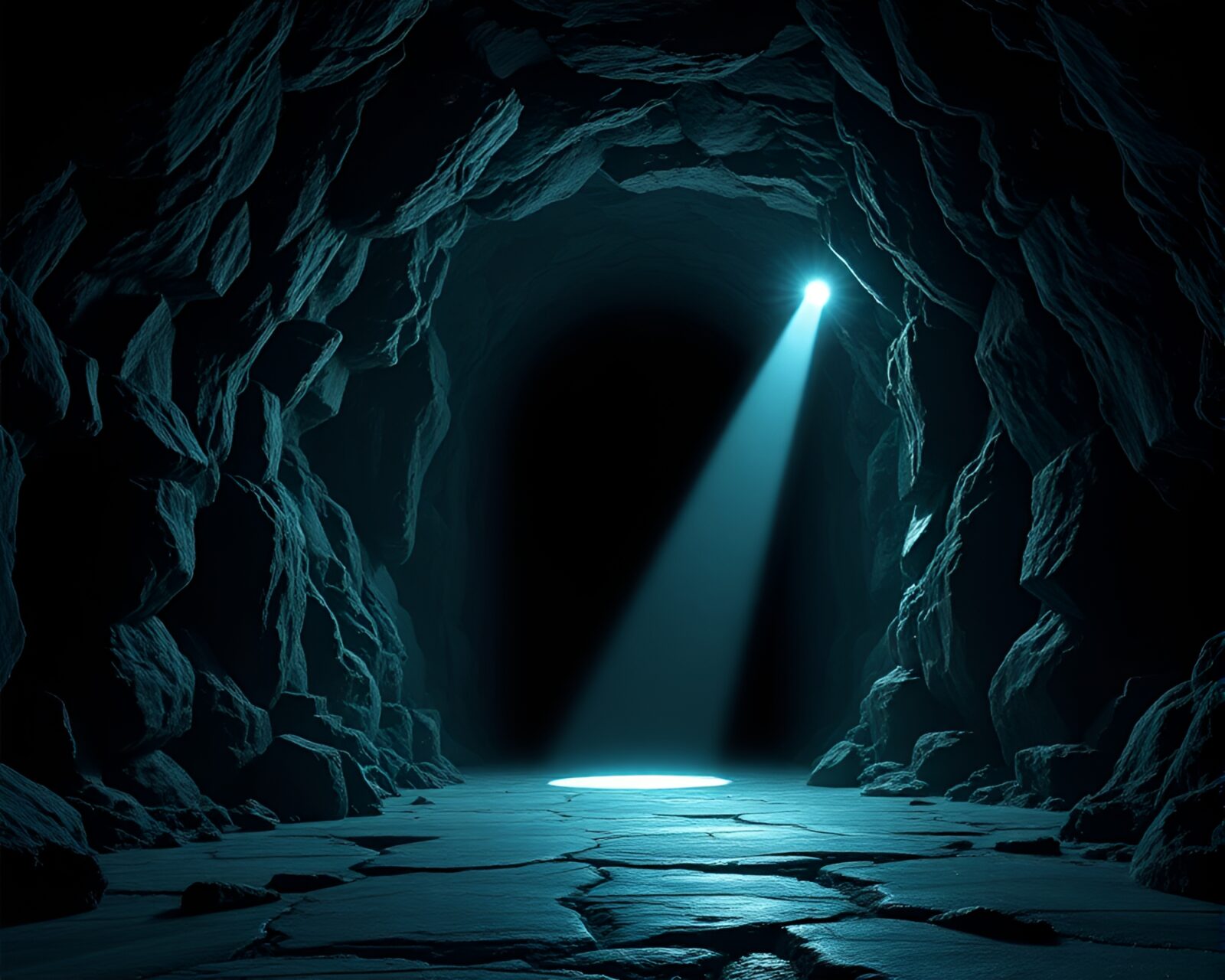 Abstract depiction of a zero-point reactor in a cave
