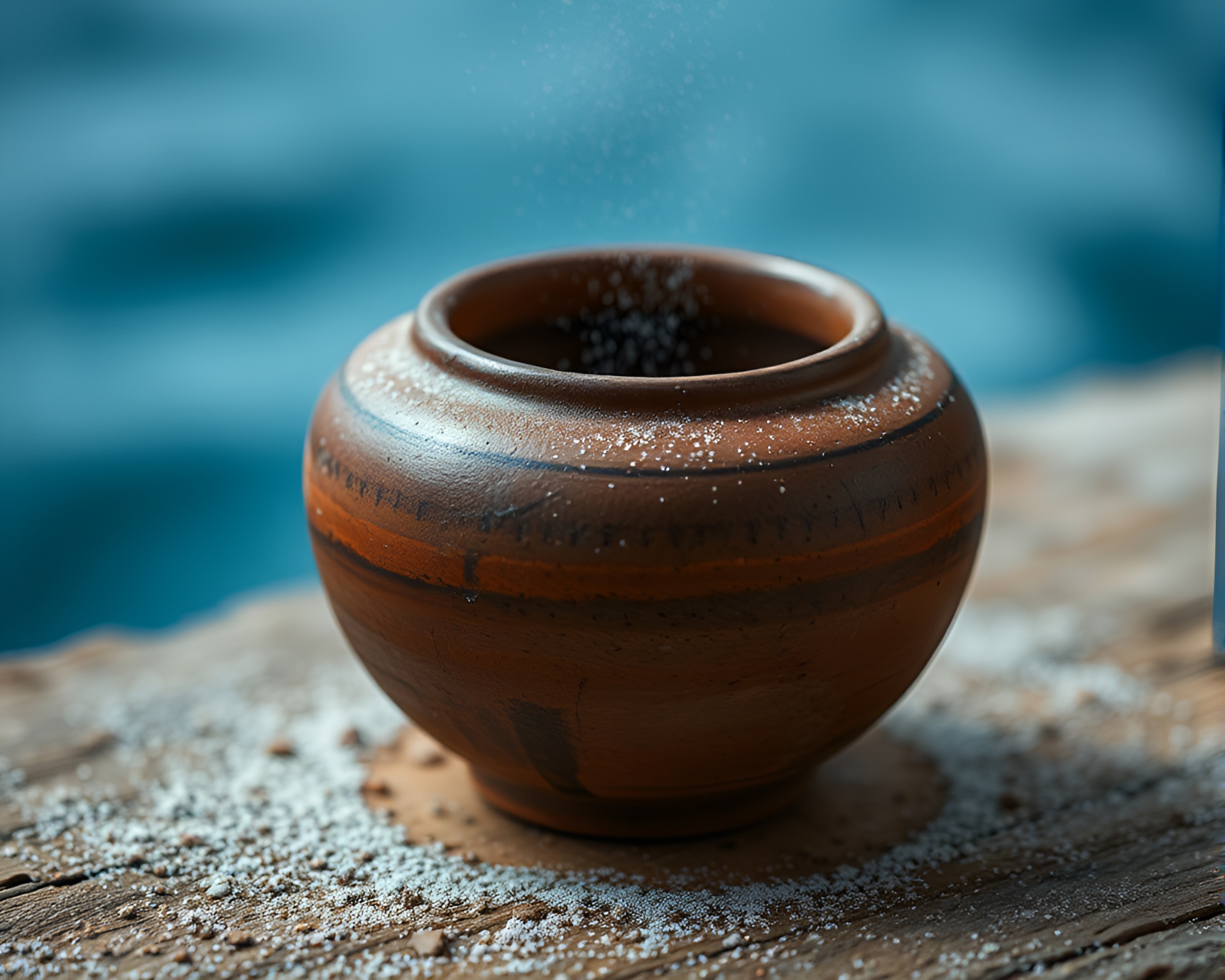 Ocean-Blue Pottery Dust Particles Slow Shutter Photography – free AI stock image