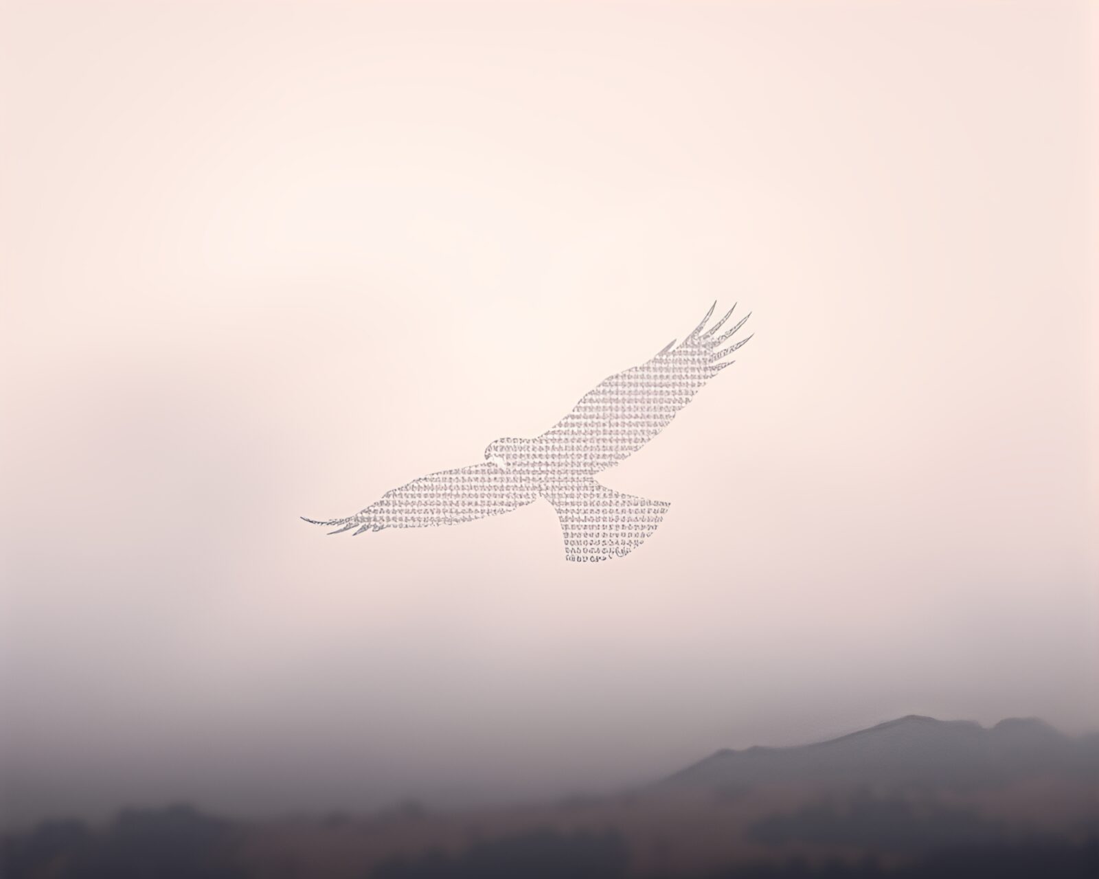 A majestic eagle flying in a colorful misty sky