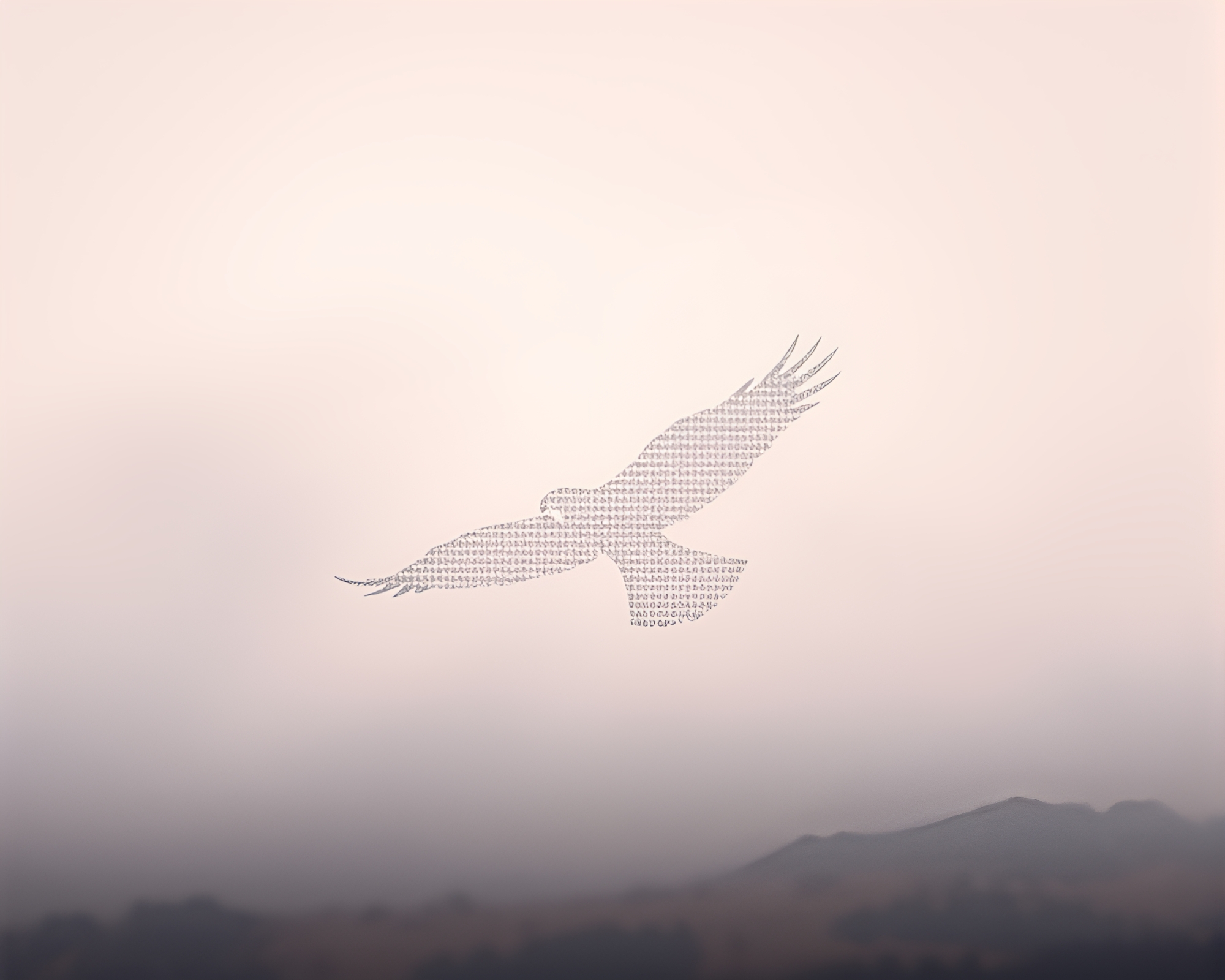 Misty Eagle Soaring through Halftone Grid Sky – free AI stock image