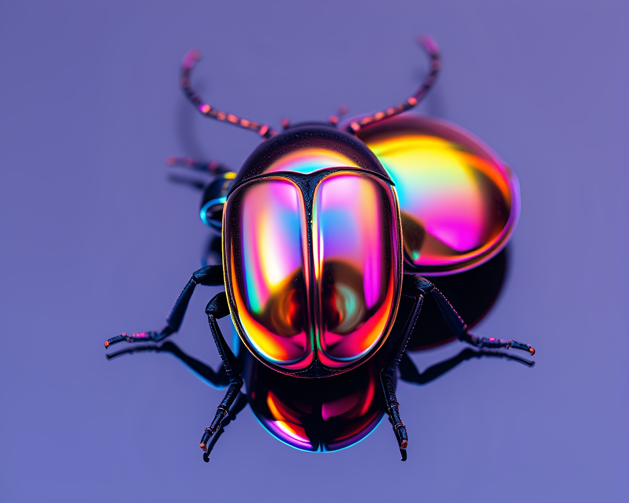 Holographic Beetle in Rainbow Refraction – free AI stock image