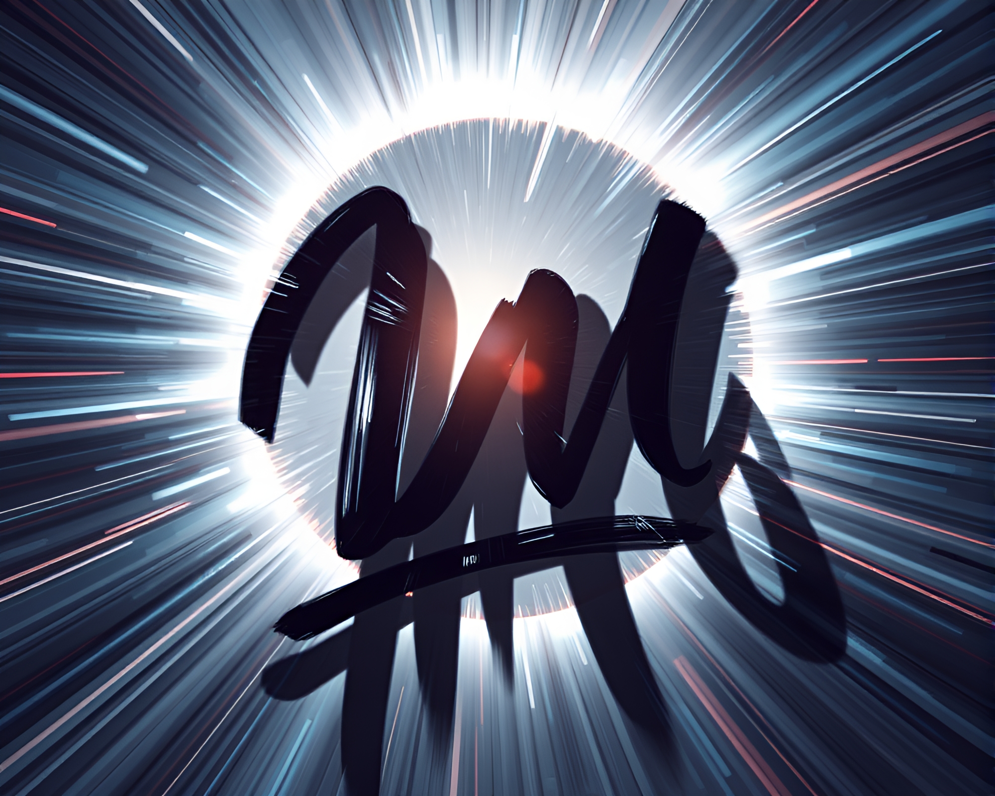 Futuristic Eclipse: Abstract Motion Blur Handwritten Composition – free AI stock image