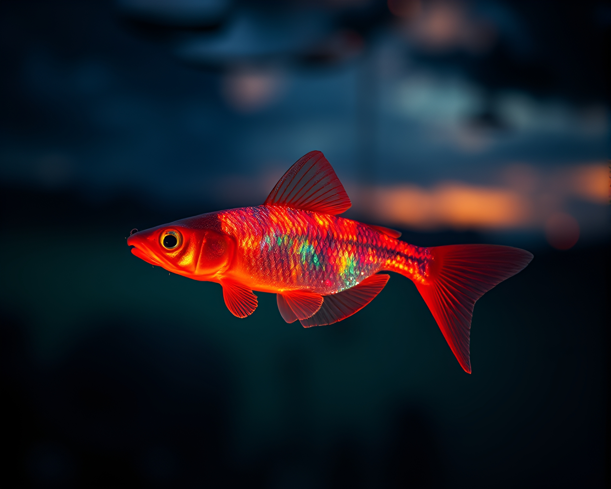 Sunset Nymph Embracing Fiber Optic Lights – free AI stock image
