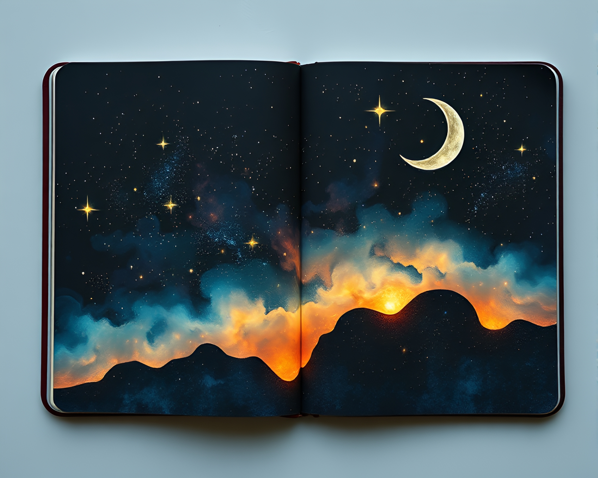 Dream Journal Collage in Glow-in-the-Dark Negative Space – free AI stock image