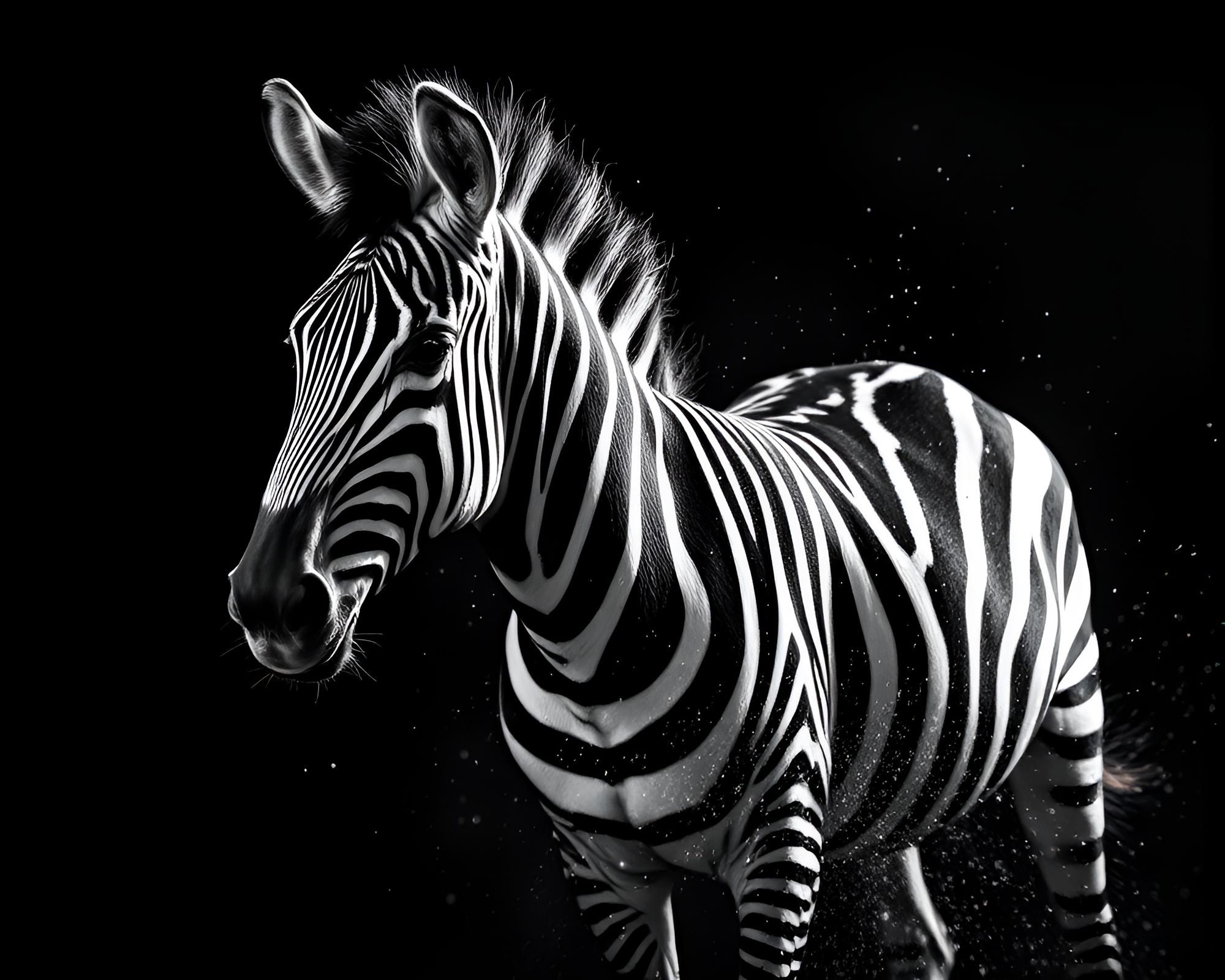Dramatic Motion Capture: Zebra in Color Splash – free AI stock image