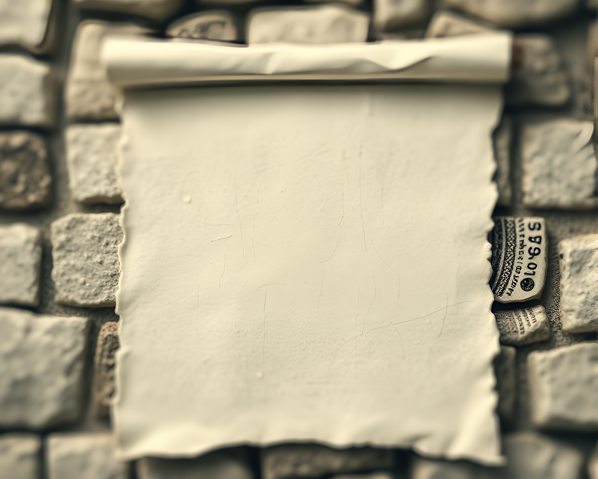Mystical Miniature Ancient Scroll on Ivory Halftone Grid – free AI stock image