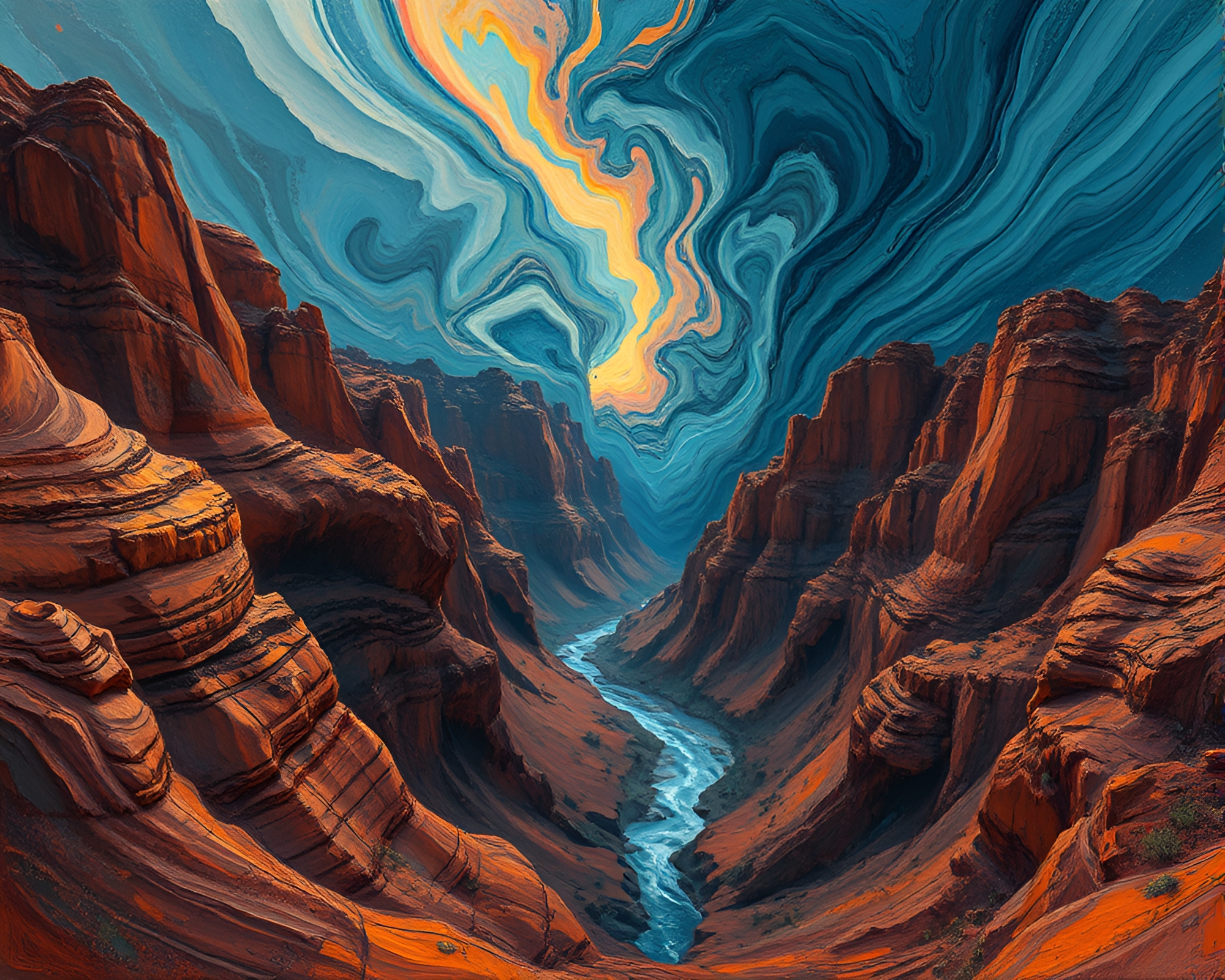 Majestic wild stallion in swirling canyon twilight – free AI stock image