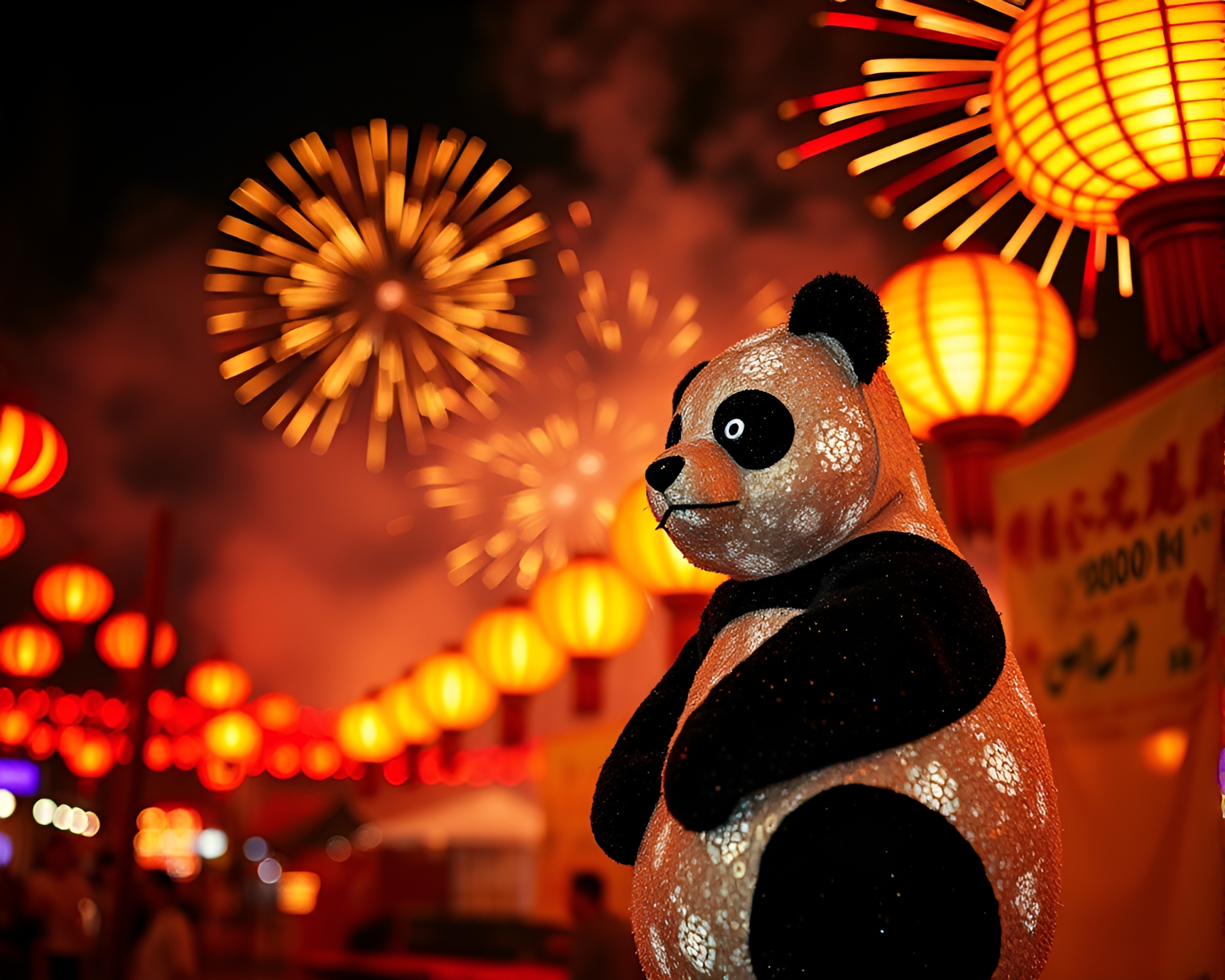 Panda Festival Night with Fabric Folds – free AI stock image