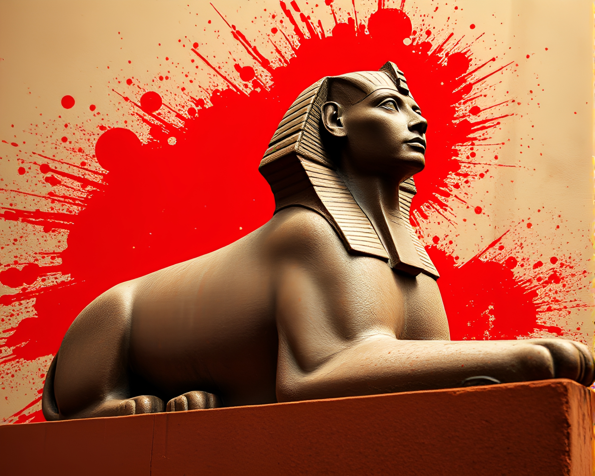 Sphinx Statue in Splatter Art Style – free AI stock image
