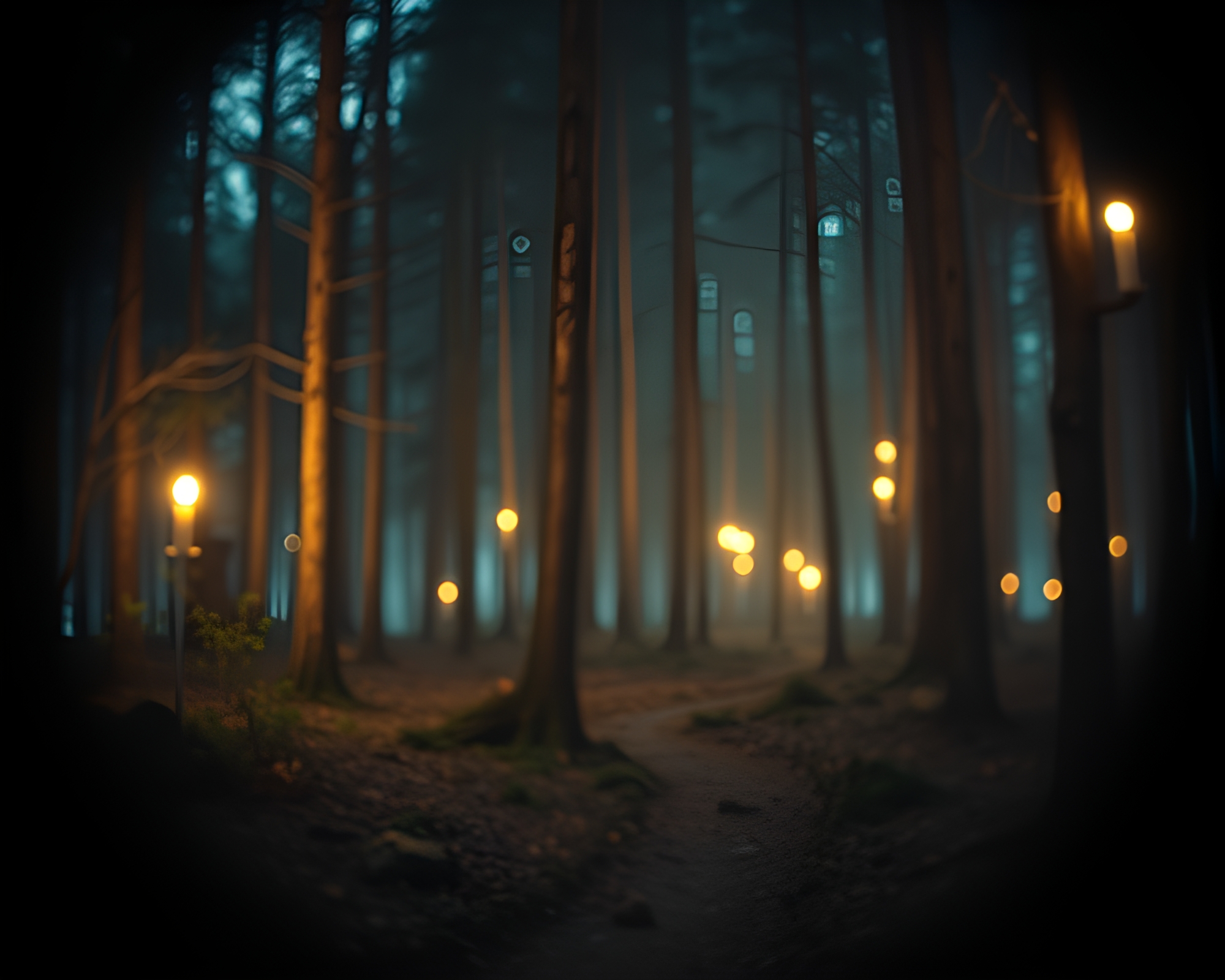 Enchanted Forest Surreal Split Focus – free AI stock image