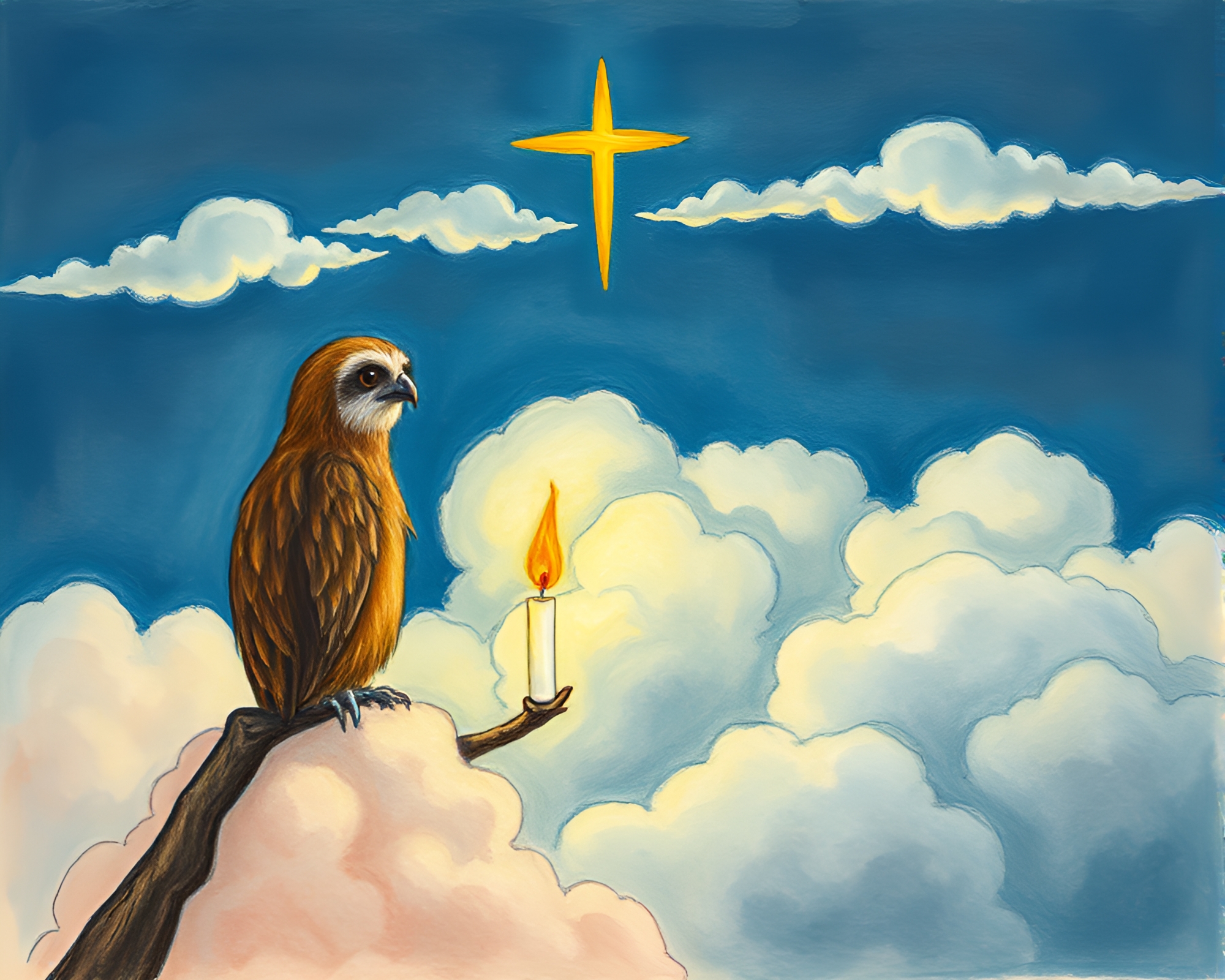 Sloth Gazing at Luminous Cloud Church – free AI stock image