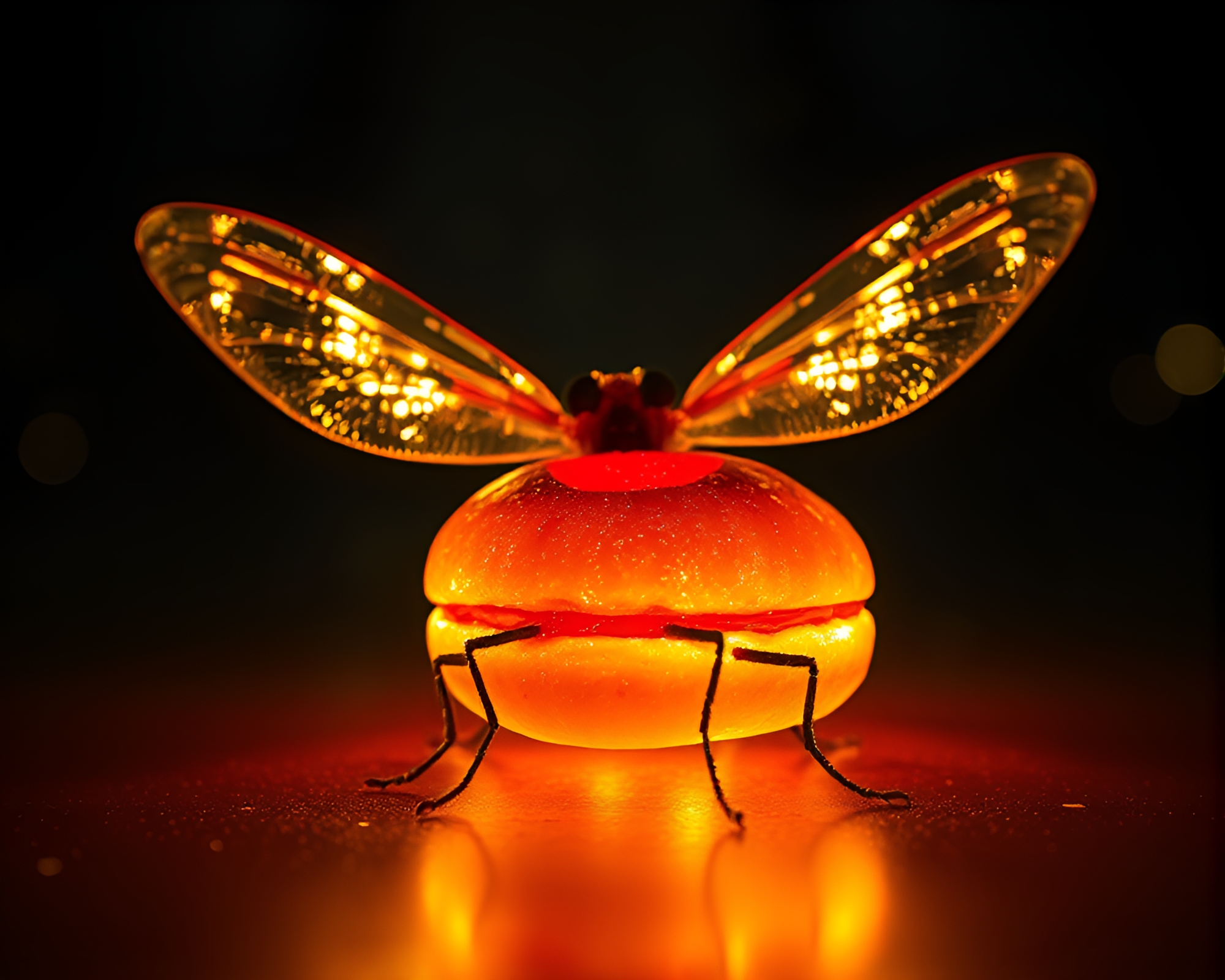 Wide-angle Firefly Glow: Jelly-filled Doughnut Fantasy – free AI stock image