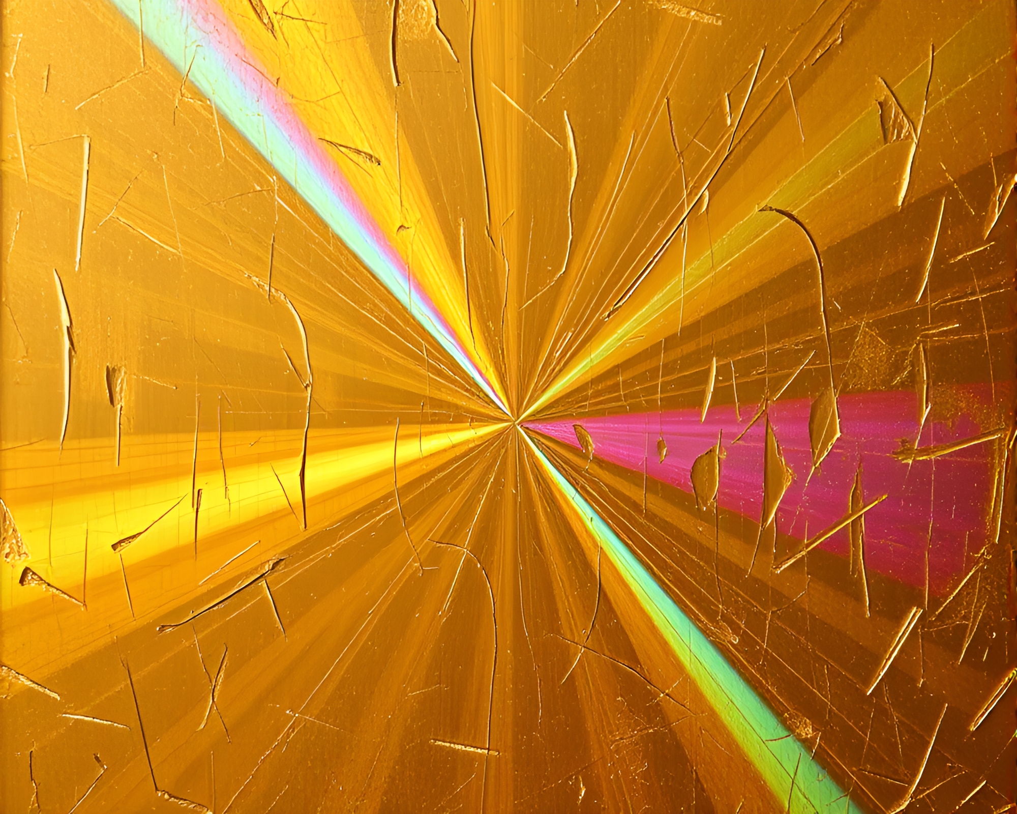 Brass Telescope with Holographic Starburst Colors – free AI stock image