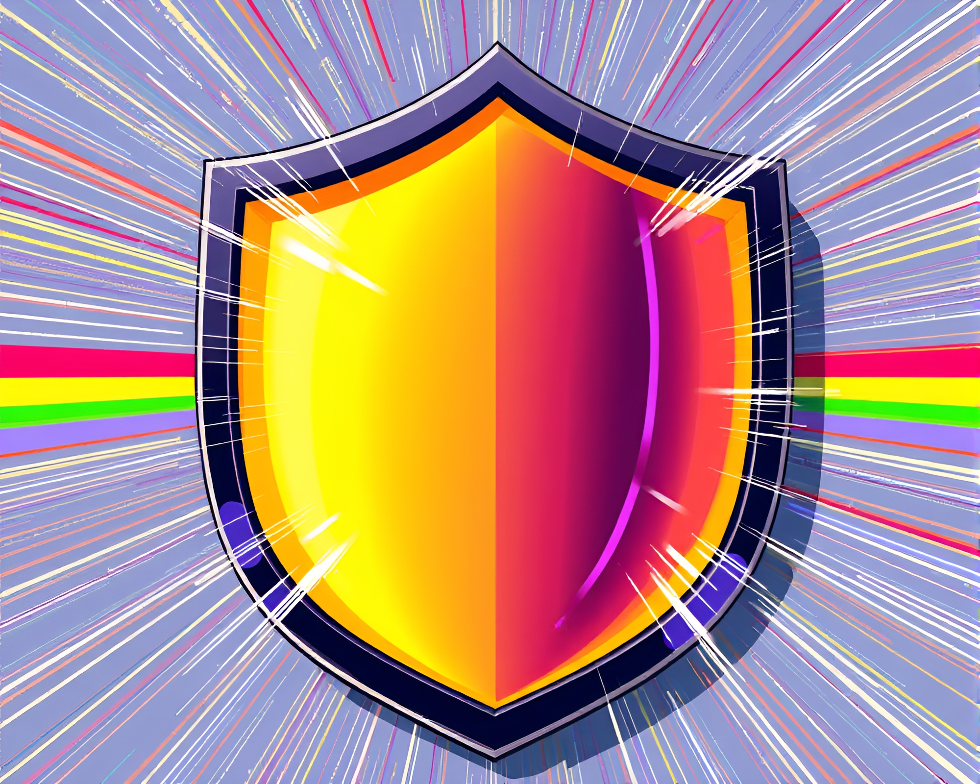 Rainbow Shield Zoom Burst Editorial Illustration – free AI stock image