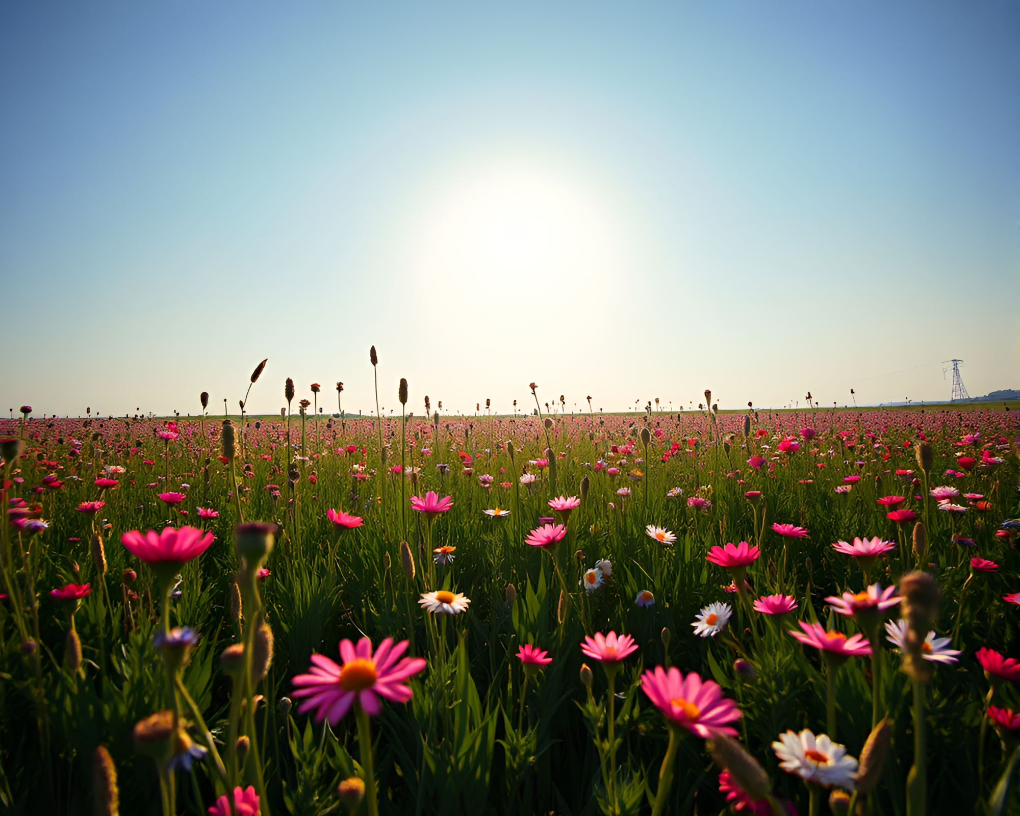 Eclipse Meadow: Floral 3D Distortion Wonderland – free AI stock image
