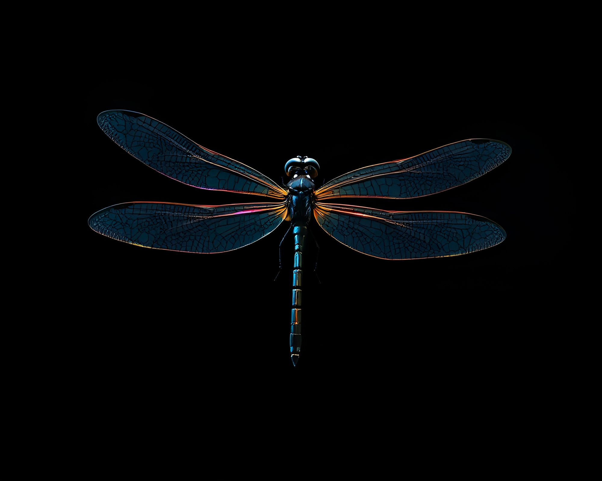 Glowing Dragonfly Charcoal Composition – free AI stock image