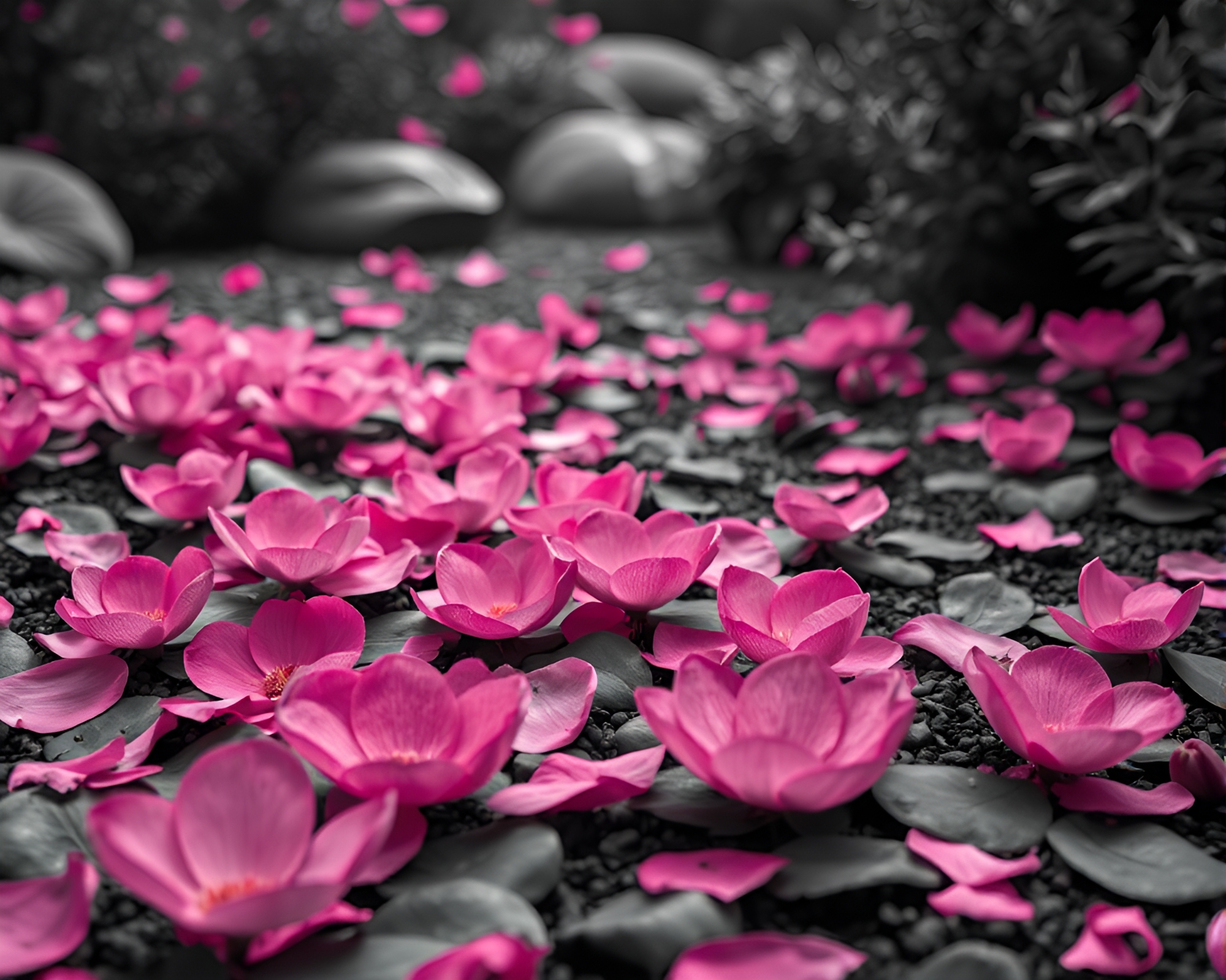 Serenity in Graphite: Retro Futuristic Zen Garden – free AI stock image
